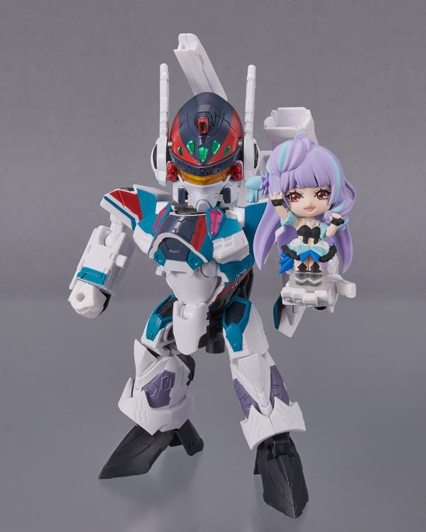 Bandai Tiny Session Macross Frontier VF-31S Siegfried (Arad Custom) & Mikumo Guynemer Action Figure Set - Anime Collectible for Display & Play - Perfect for Fans & Model Enthusiasts