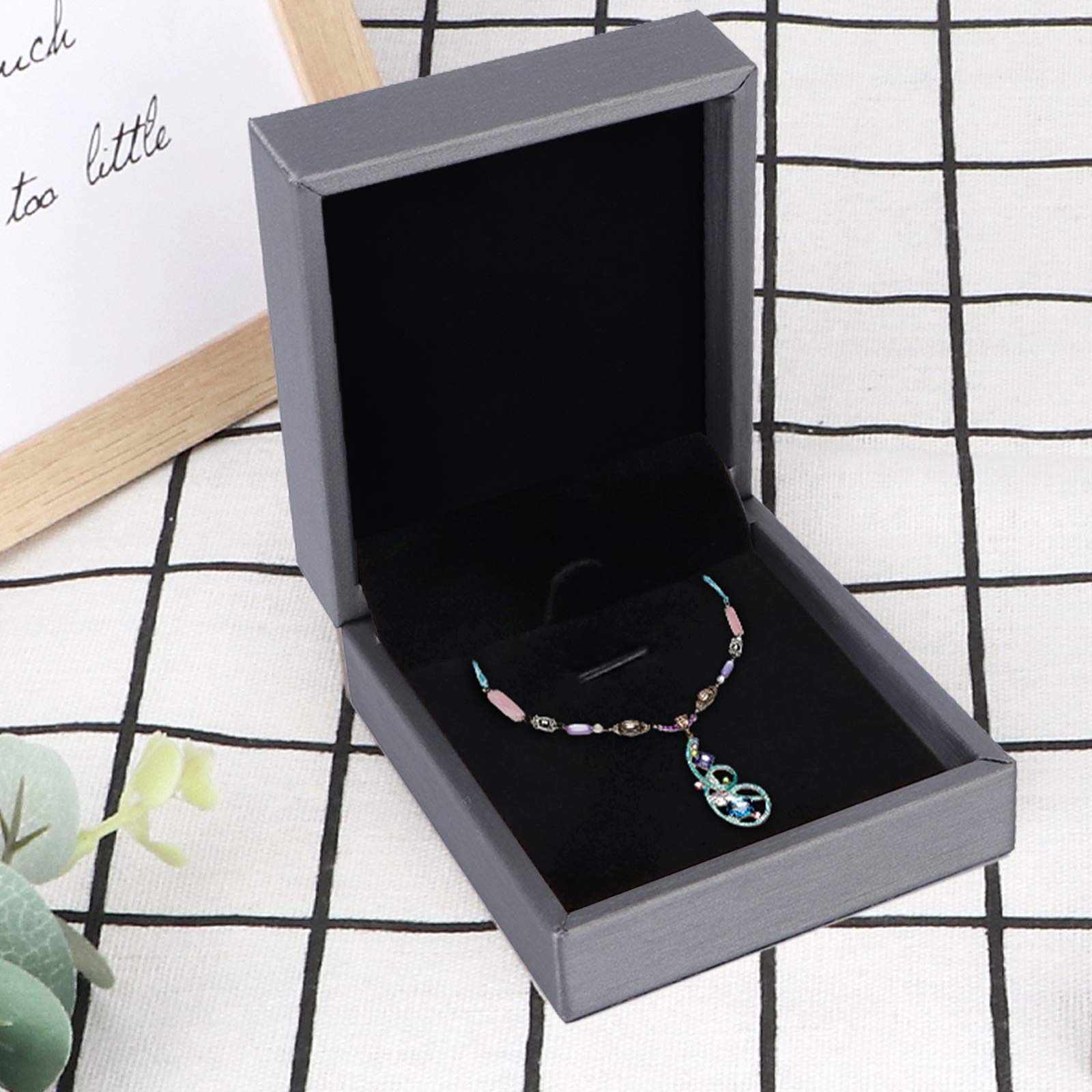 4 Pack PU Leather Jewelry Gift Box Set - Necklace Pendant & Earring Storage Case for Proposal, Engagement, Wedding - Perfect for Jewelry Presentation, Bridal Party Gifts & Keepsake Organization (Grey)