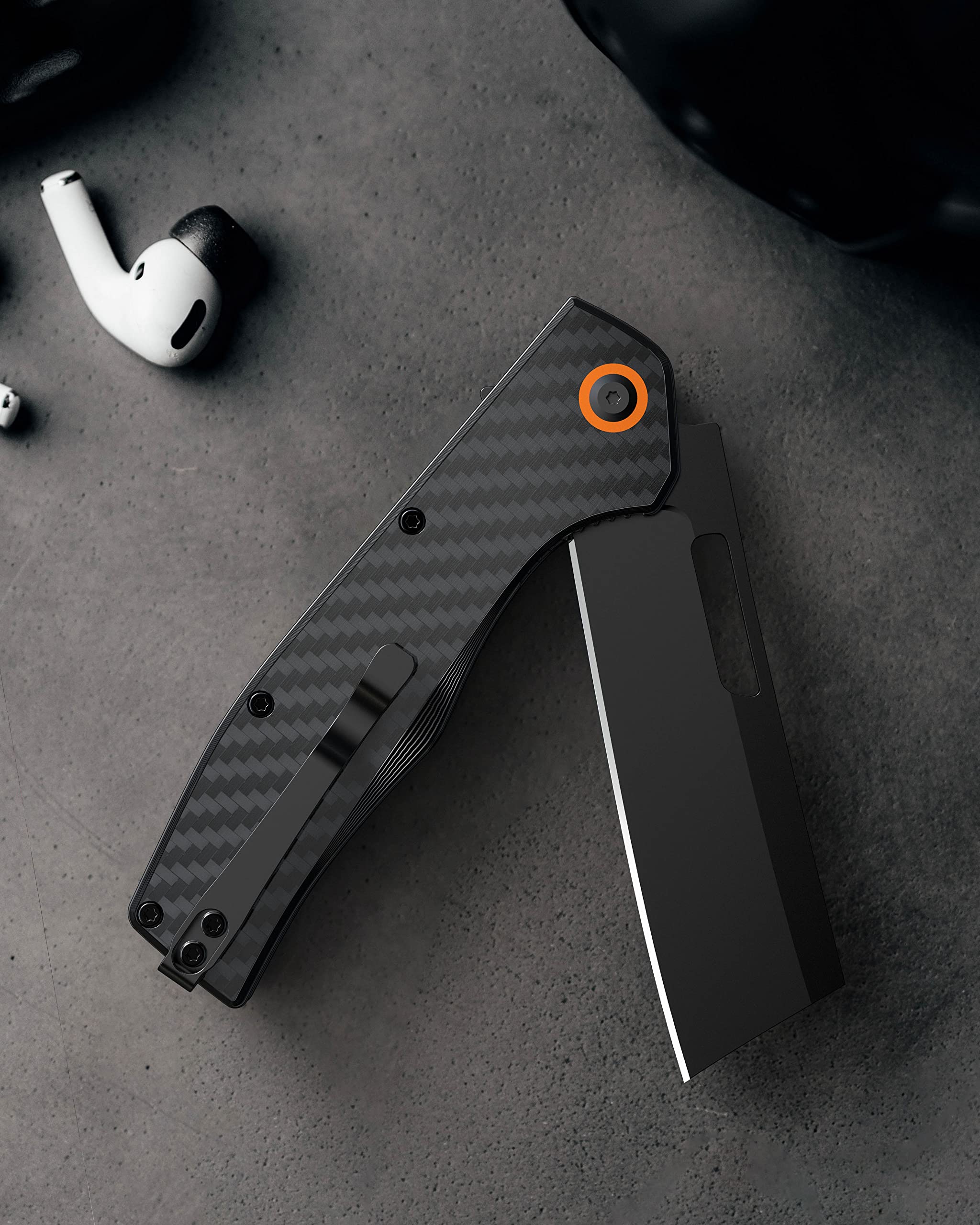 Premium D2 Steel Folding Pocket Knife with Carbon Fiber Handle - EDC Utility Knife for Hiking, Camping, Fishing & Outdoor Work - Perfect Gift for Men, Women, Dad, Husband & Boyfriend - Compact Tactical Knife for Everyday Carry, Survival & Adventure Activities