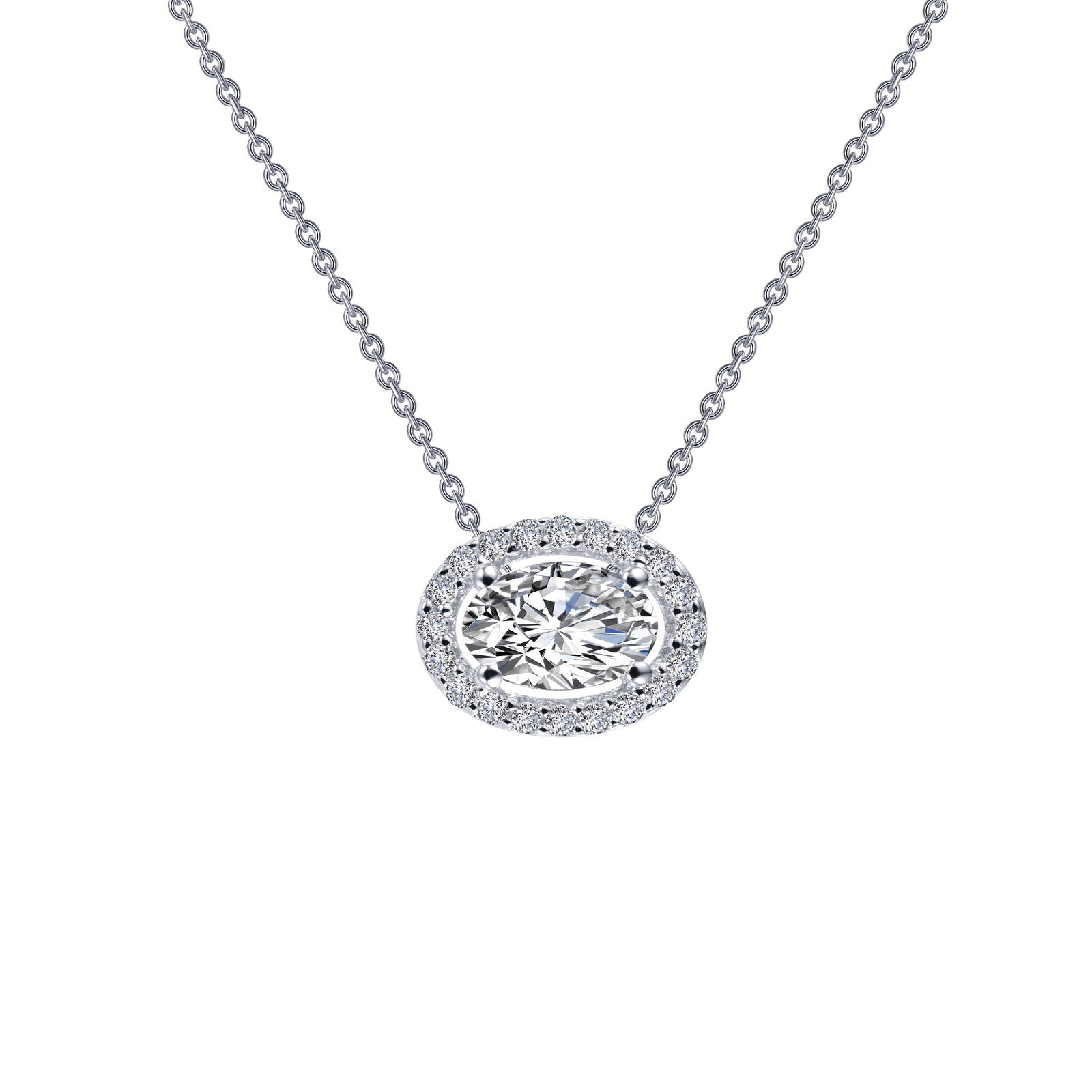 0.63 CTW Oval Halo Diamond Necklace for Women - Elegant 14K White Gold Pendant Jewelry Gift for Anniversary, Valentine's Day & Special Occasions