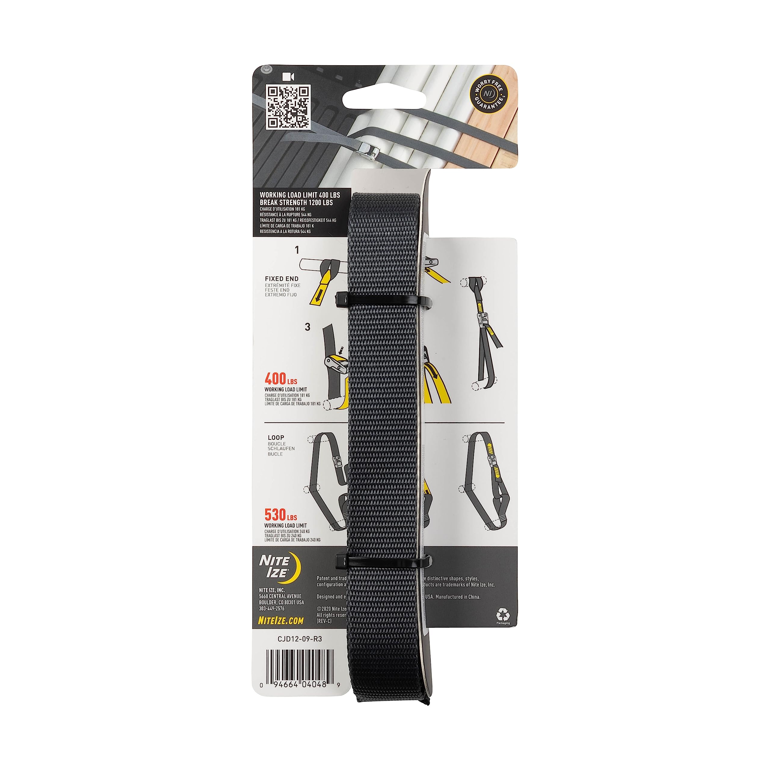 Nite Ize Dual CamJam Tie Down System - Heavy Duty Ratchet Straps for Trucks, Cars & Moving Supplies - 12 ft Black Luggage & Camping Gear Straps - Secure Transport for Outdoor Adventures & Home Moves