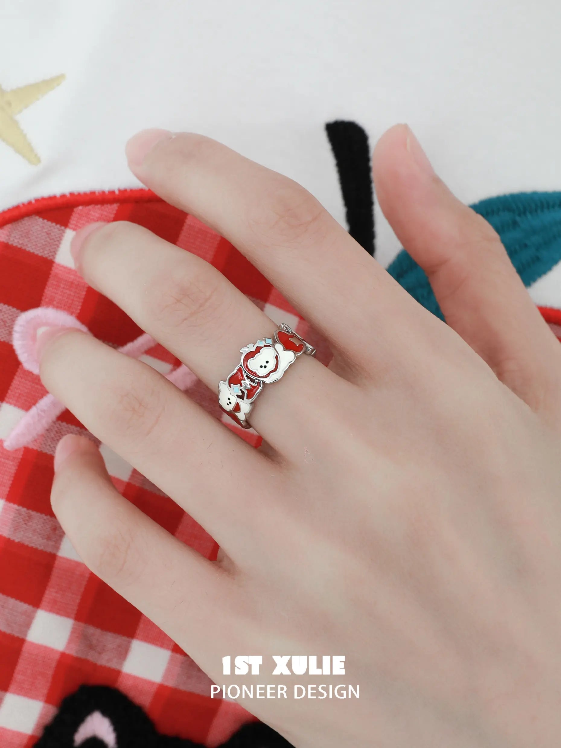 Cuties' Appleland Kitten & Puppy 925 Sterling Silver Apple Slices Open Ring - Cute Animal Jewelry for Women, Girls | Perfect Gift for Pet Lovers, Birthday, Anniversary