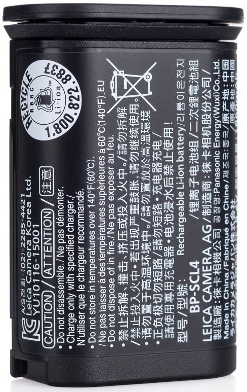 Leica BP-SCL4 Lithium Ion Battery Pack for Leica Cameras - High Capacity Rechargeable Battery for Photography & Videography