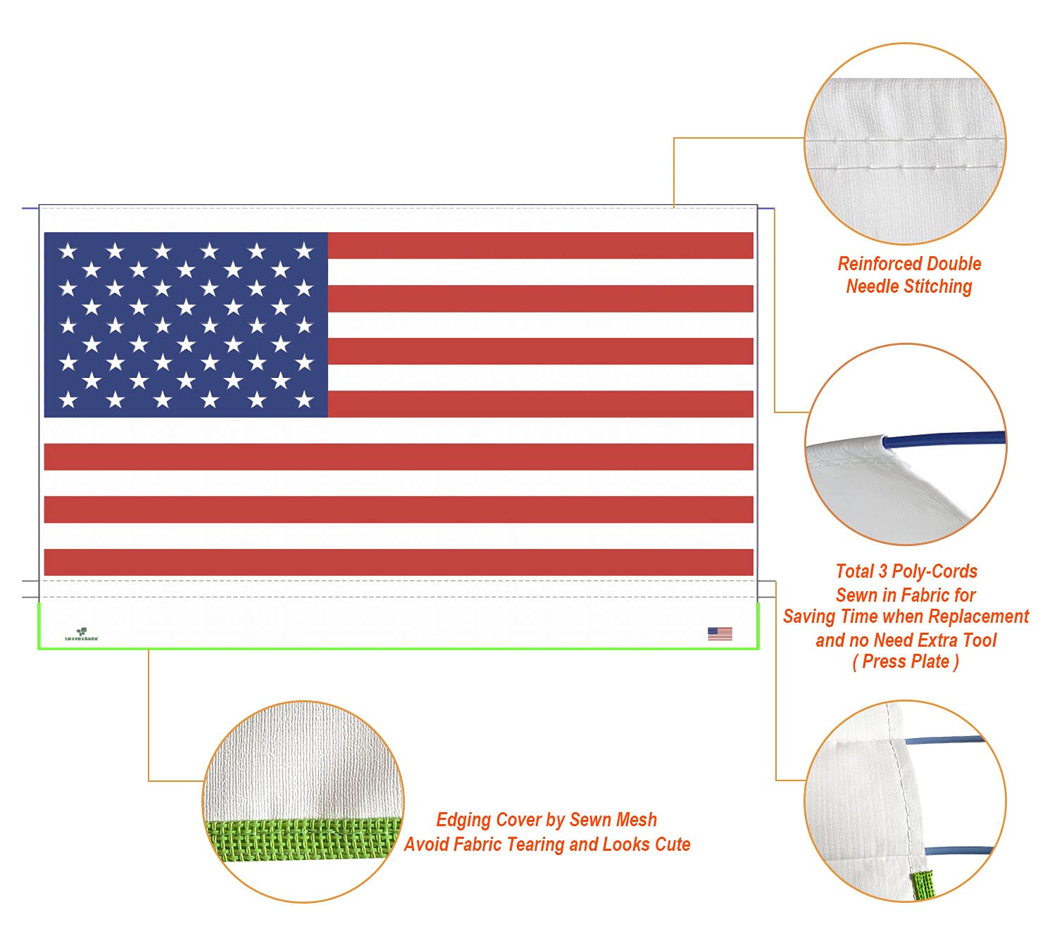 RV Awning Fabric Replacement - Heavy Duty Vinyl Coated Polyester 14'3
