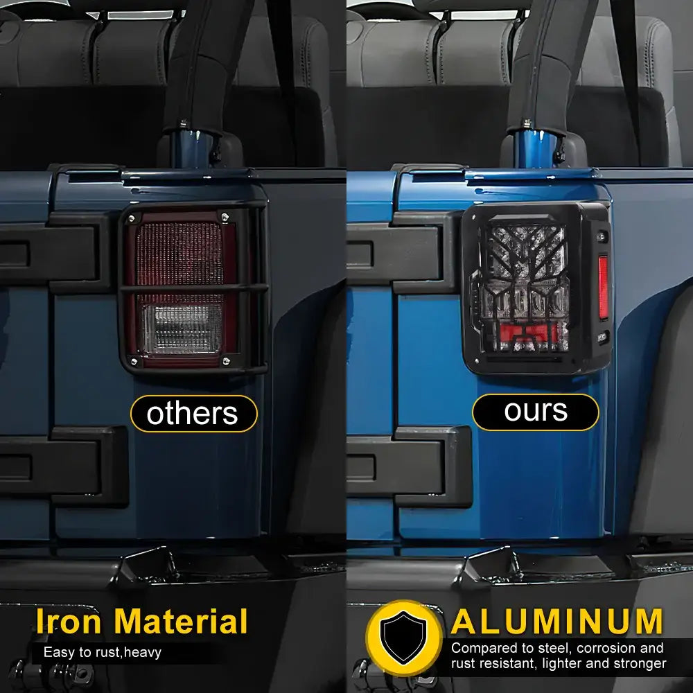 4D LED Taillight Guard for 2007-2018 Jeep Wrangler JK/JKU - Aluminum Alloy Protection with Bright Lighting - Perfect for Off-Roading & Night Driving
