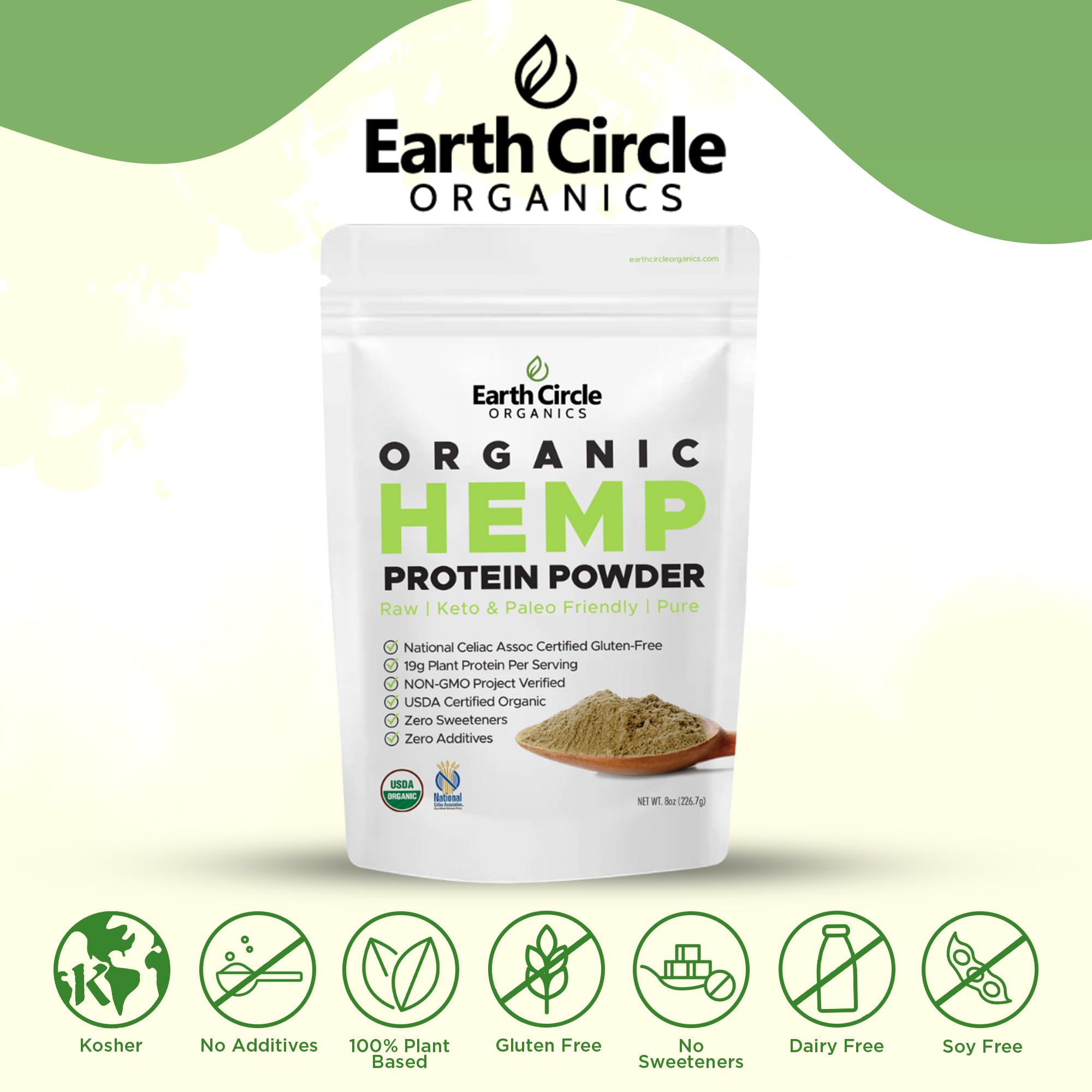 Organic Hemp Protein Powder - 100% Gluten Free, Vegan & Plant Based Protein Supplement - Lab Tested for Purity - Keto Friendly, Meal Replacement & Workout Recovery (8oz, Pack of 3) - Perfect for Smoothies, Baking & Post-Workout Shakes
