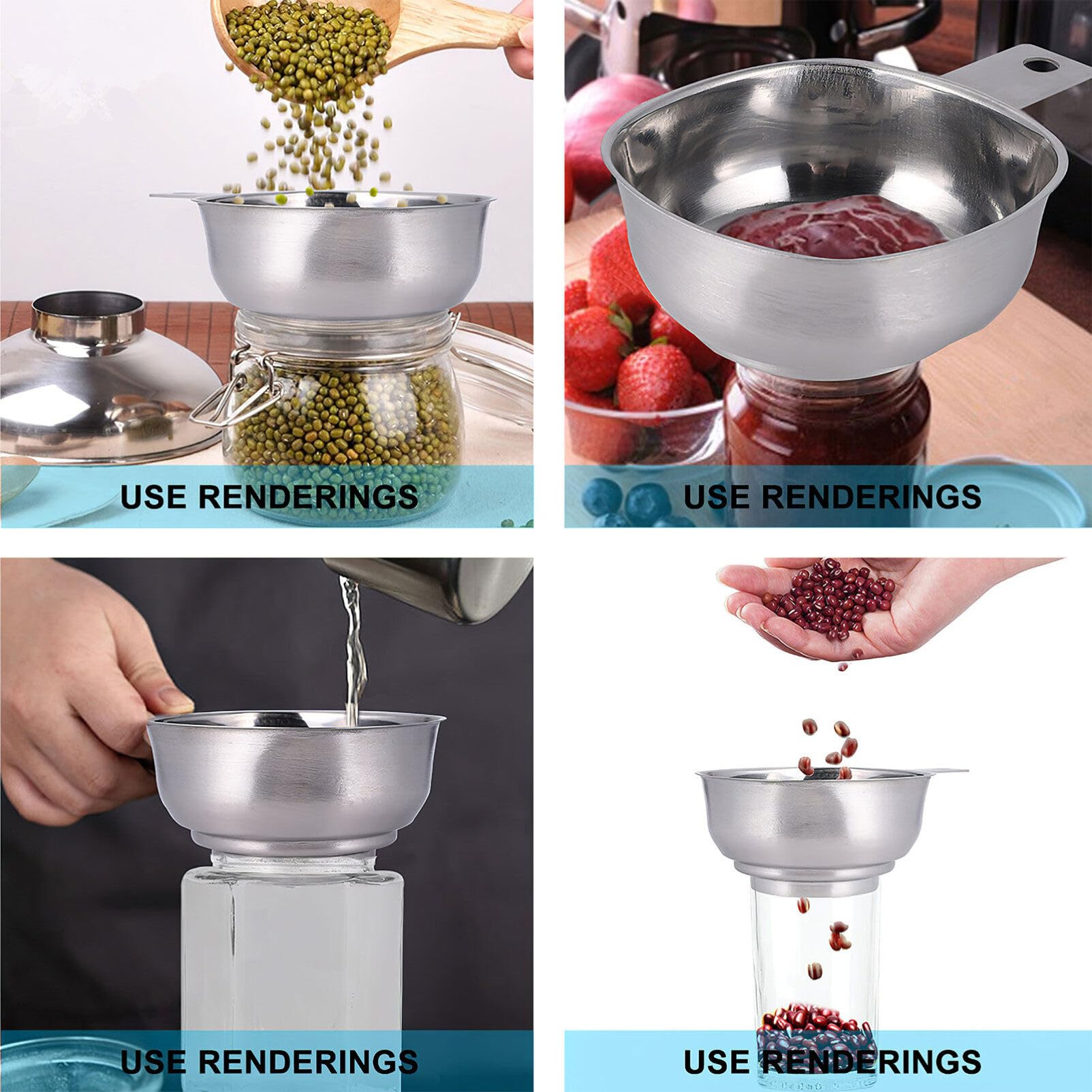 Premium Stainless Steel Canning Funnel for Mason Jars - Wide Mouth Food Funnel with Ergonomic Handle - Durable Kitchen & Home Canning Supplies for Preserving, Pickling & DIY Projects