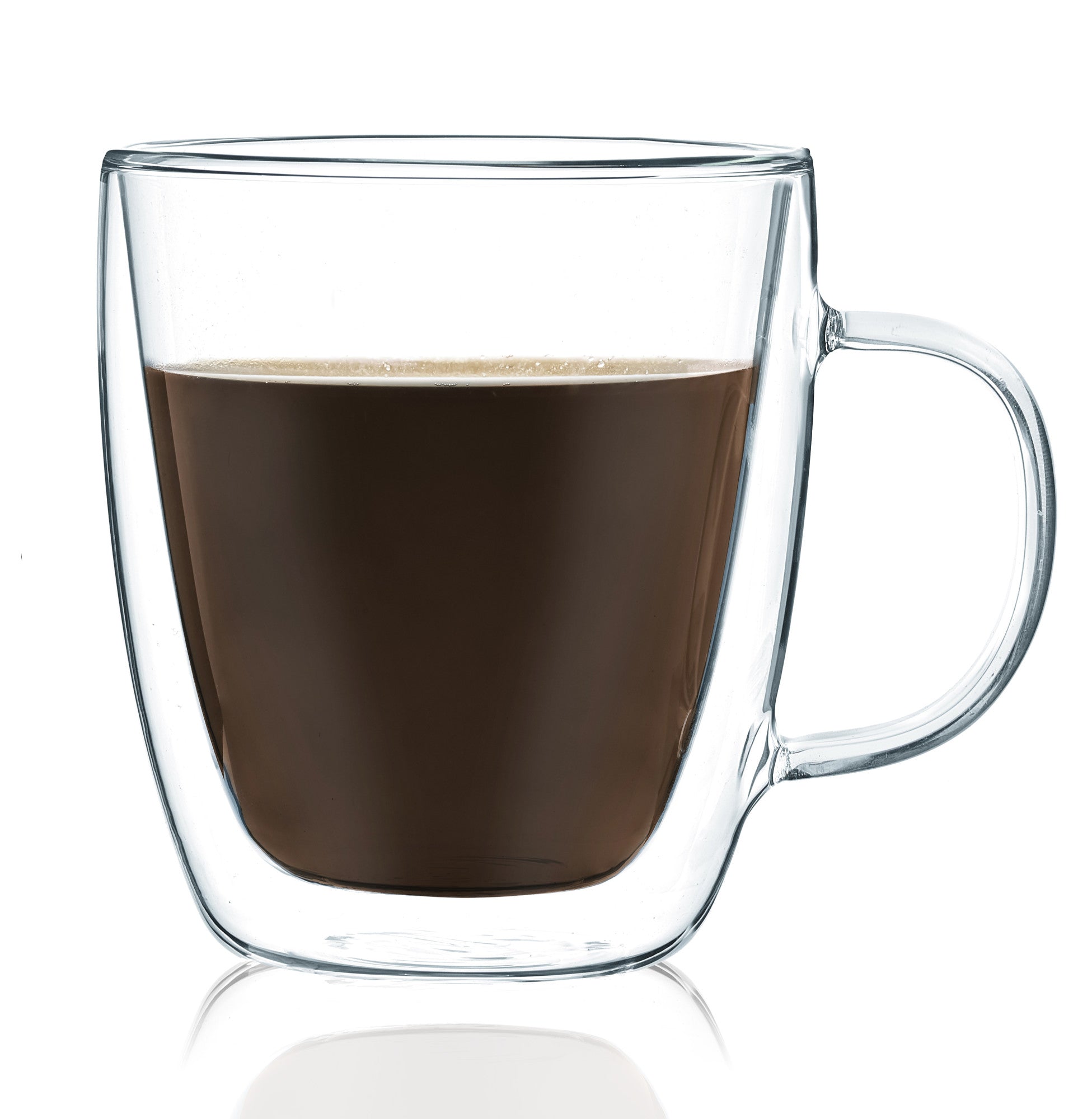 Premium Set of 4 Double Wall Insulated Glass Mugs - Heat Resistant Coffee Cups & Tea Mugs with Comfortable Handle - Perfect for Hot Drinks, Iced Beverages, and Home/Office Use