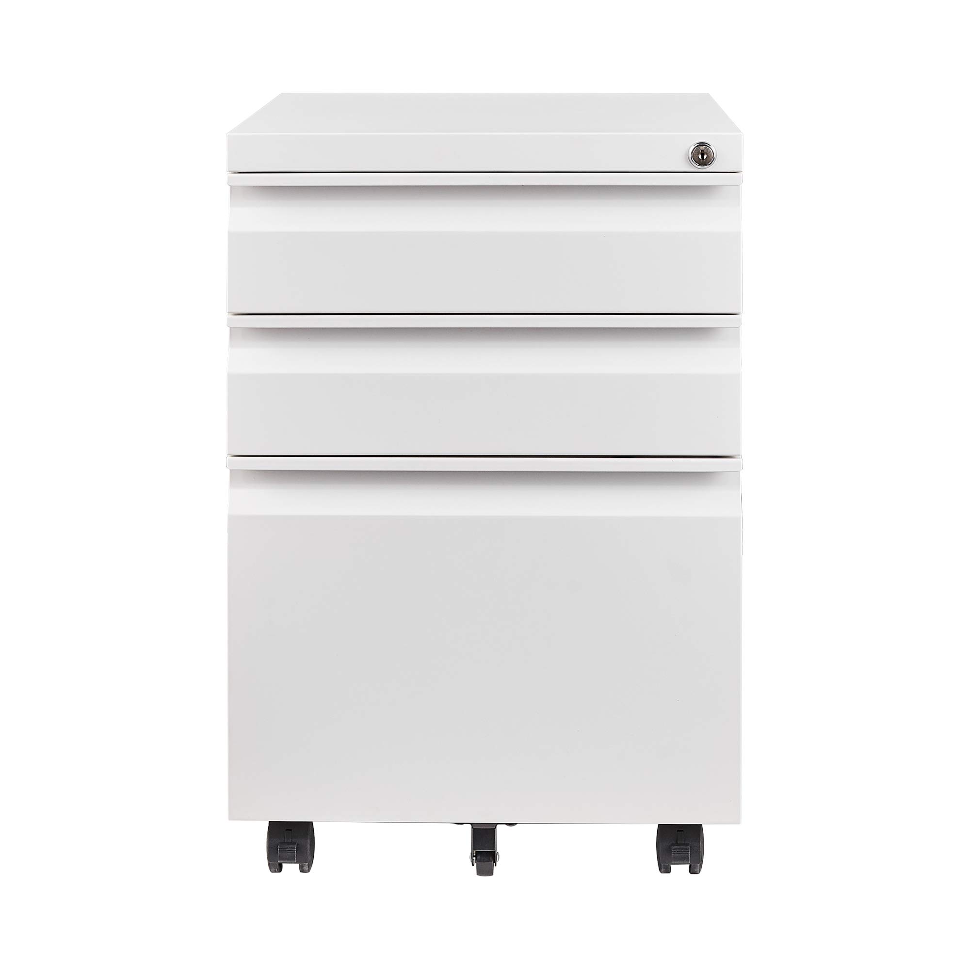 Fesbos 3-Drawer Vertical Locking File Cabinet - Mobile Metal Storage for Legal & Letter Size Documents | Pre-Assembled Office Filing Cabinet with Wheels | Ideal for Under Desk Organization & Home Office Storage