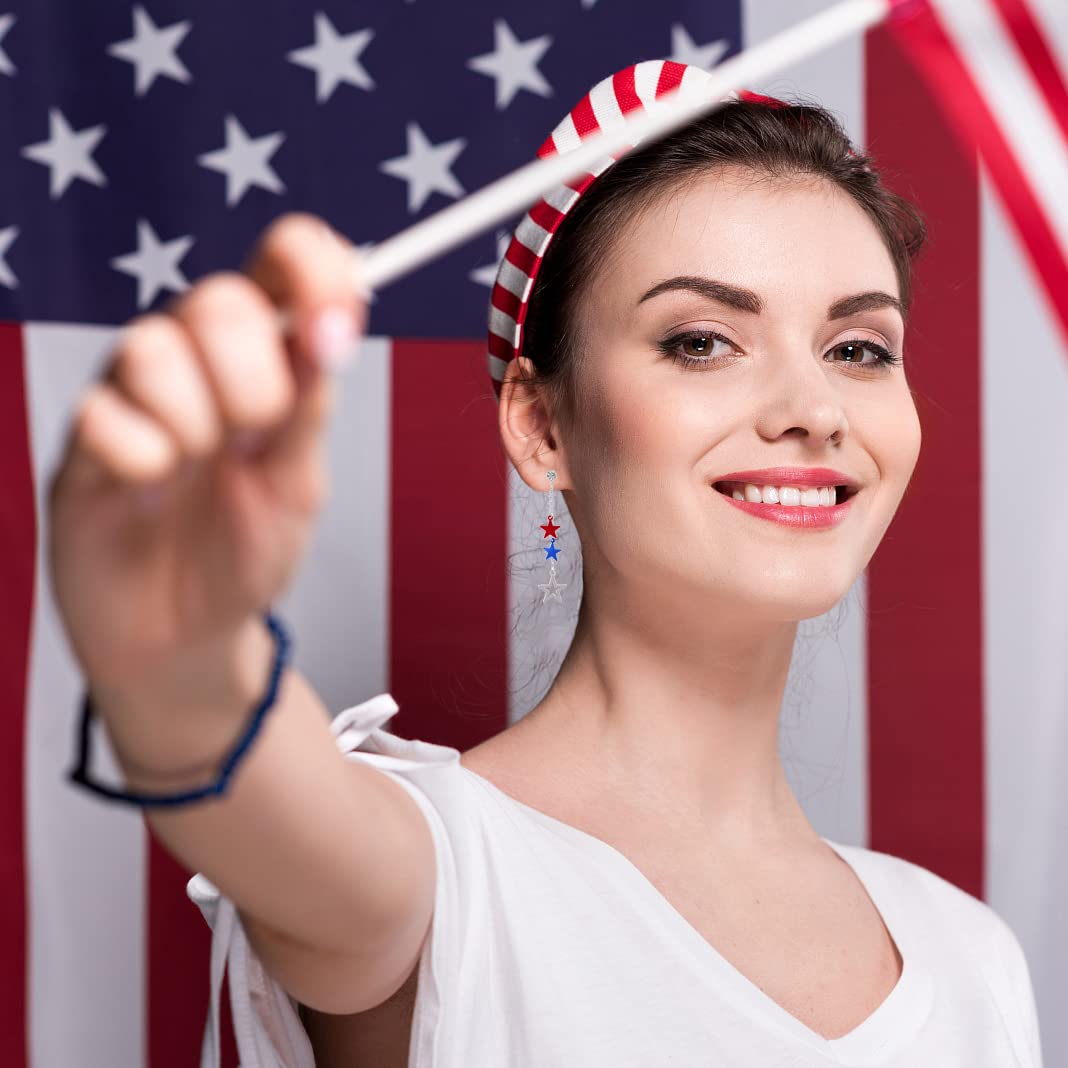 USA Flag Earrings - Patriotic Red White Blue Dangle Earrings for Women | 4th of July, Independence Day Jewelry | Perfect for Parties, Festivals & Patriotic Events