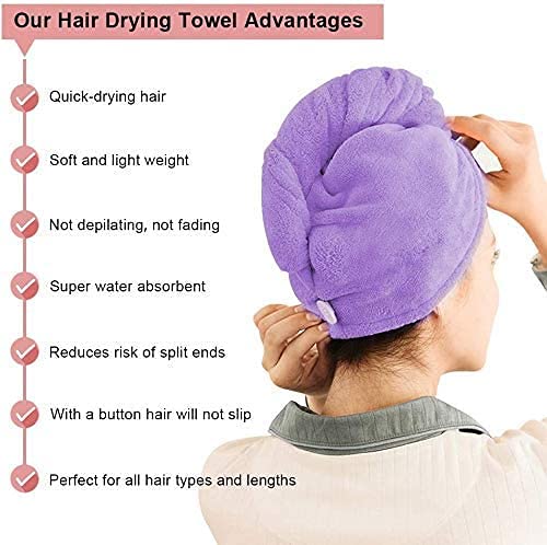 VEEMU FABWORLD™ Premium 450 GSM Microfiber Hair Drying Towel - Ultra Absorbent Quick Dry Turbans for Women & Kids (Set of 2, Pink) - Perfect for Shower, Spa, Swimming & Post-Workout Hair Care