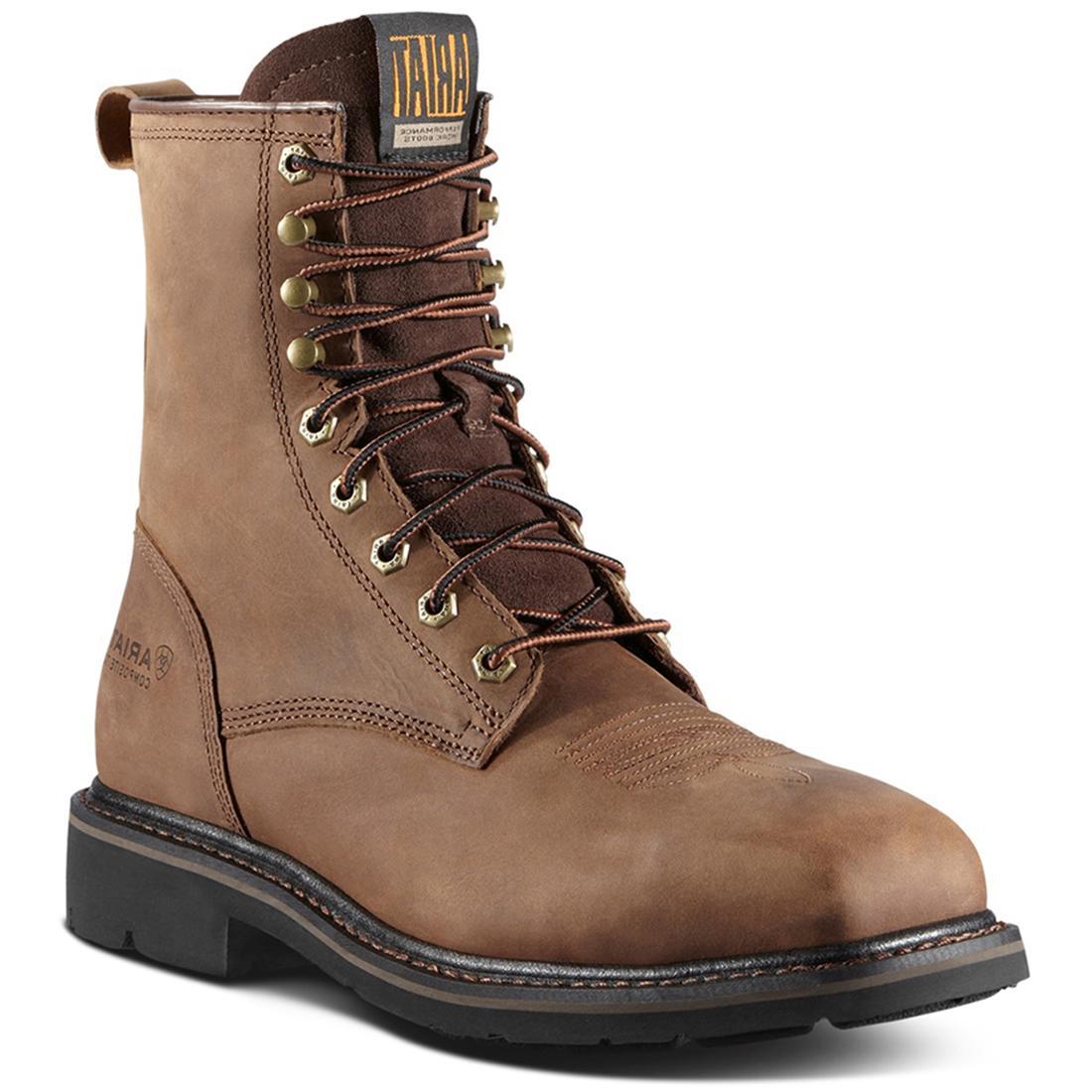 8 Inch Steel Toe Wide Square Toe Work Boots for Men - Cascade Alamo Brown Safety Shoes | Durable Construction for Construction, Warehouse & Outdoor Work