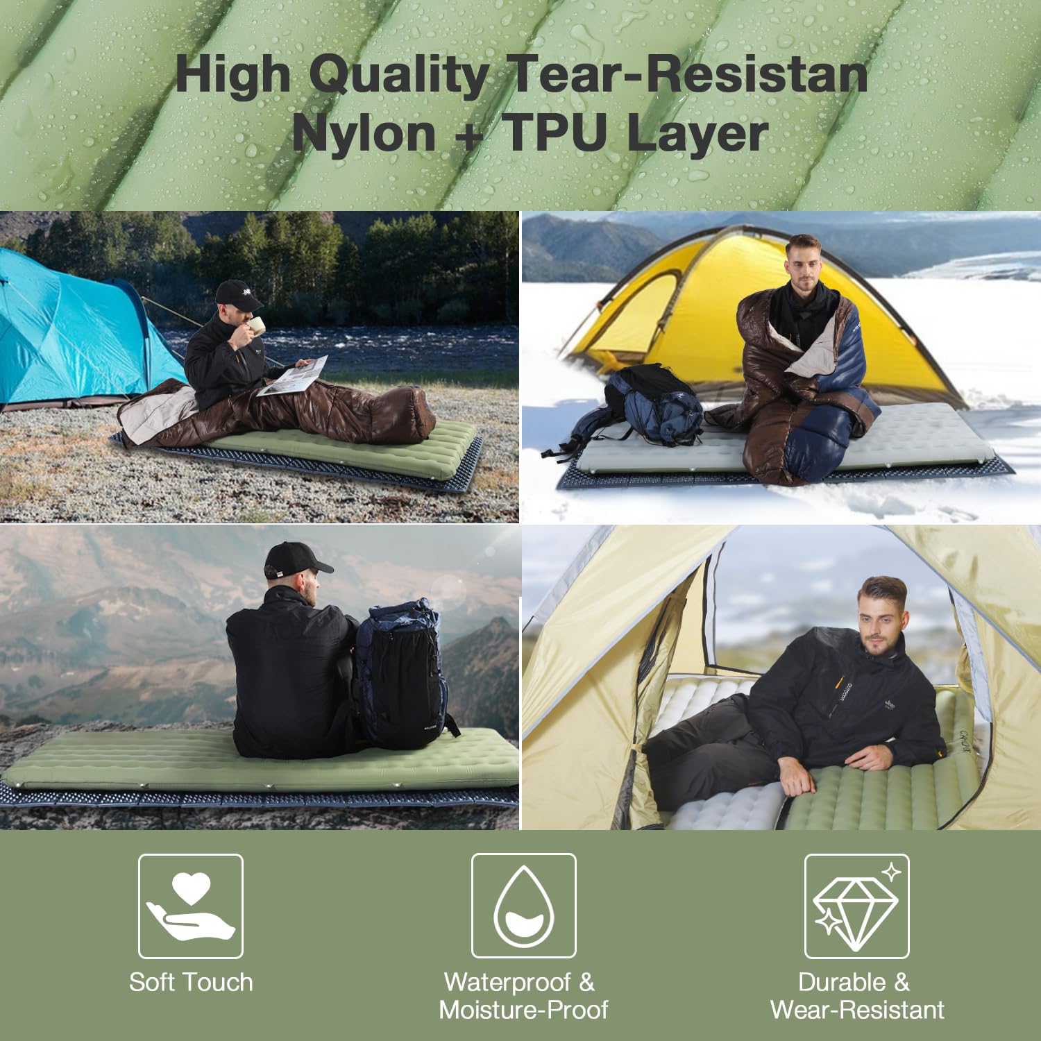 Ultralight Sleeping Pad for Camping - 6.8 R-Value Insulated Camping Mattress for Hiking, Backpacking & Outdoor Adventures | Patchable & Includes Inflatable Bag | Perfect for Cold Weather Camping & Backcountry Expeditions