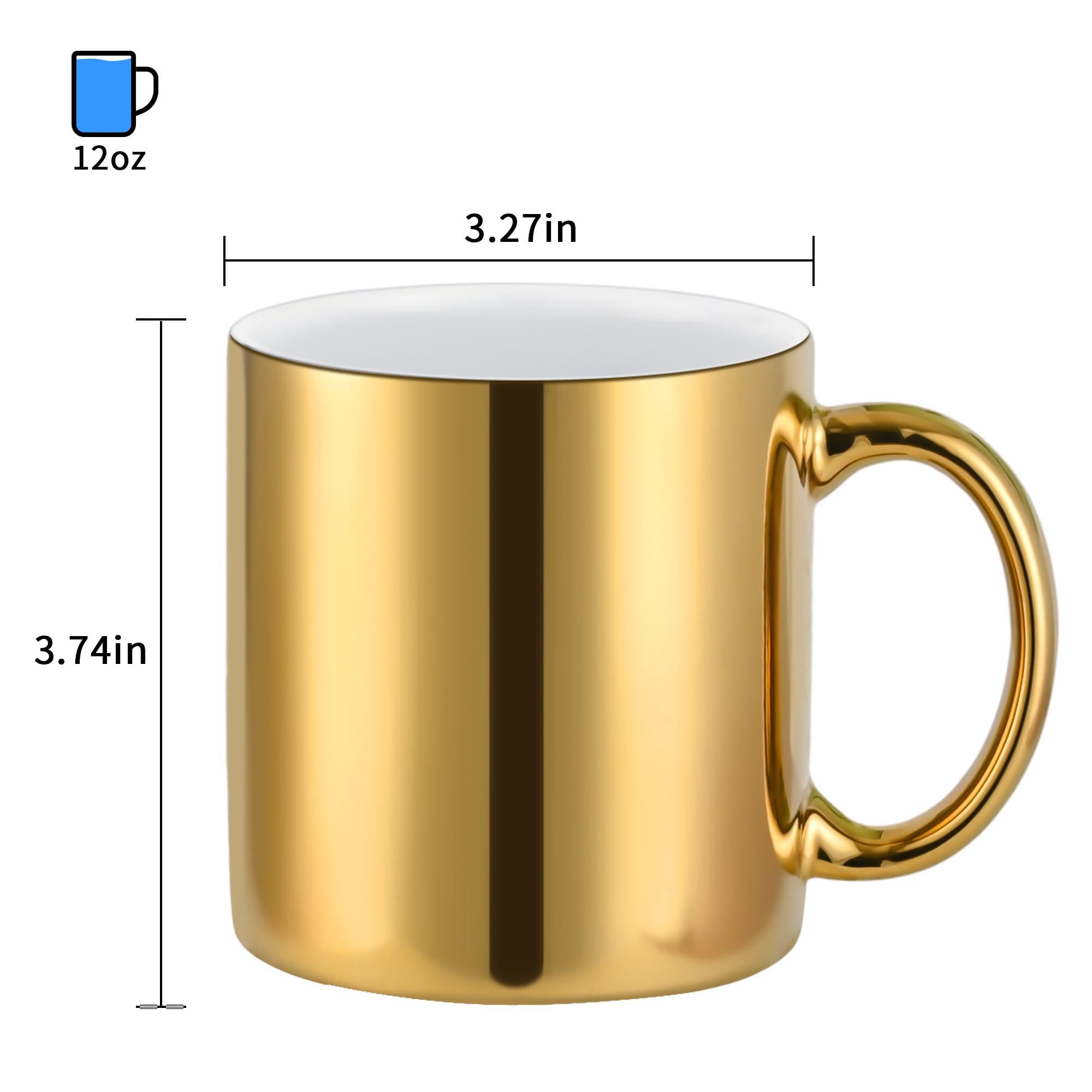 Premium Gold Ceramic Coffee Mugs Set of 4 - 12oz Insulated Cups for Hot Coffee, Tea & Cocoa - Elegant Drinkware for Home, Office or Gift Giving