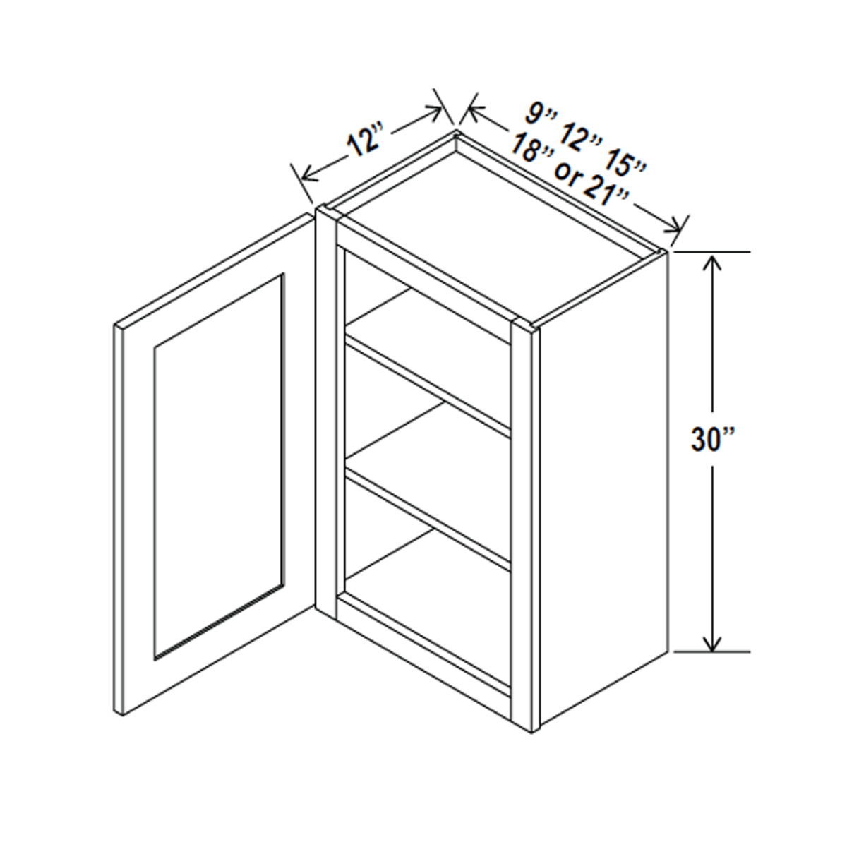 30 Inch Wall Cabinet - 12W x 30H x 12D Charleston Saddle RTA Ready-to-Assemble Storage for Kitchen, Bathroom & Laundry Room Organization