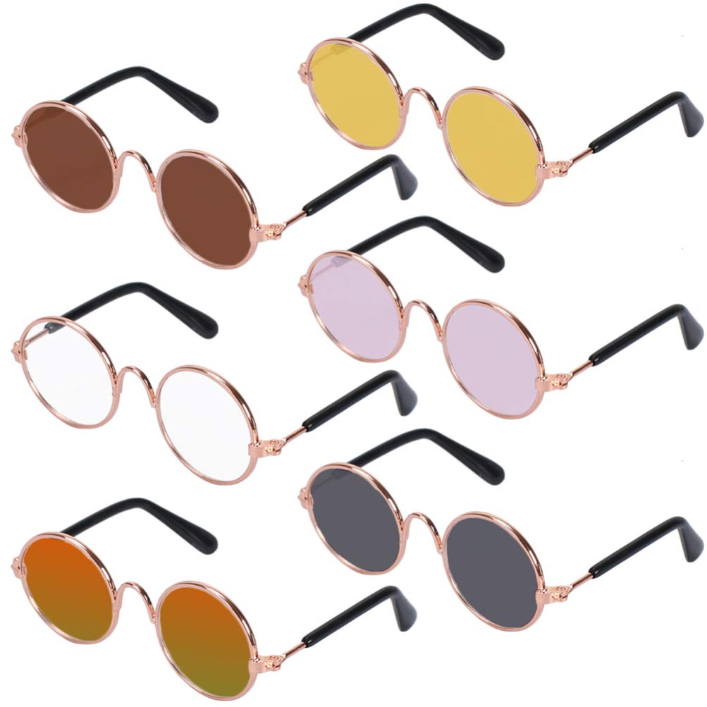 POPETPOP 6pcs Funny Cat Sunglasses - Pet Glasses for Cats & Small Dogs - Cute Costume Accessories for Pet Parties & Photo Shoots