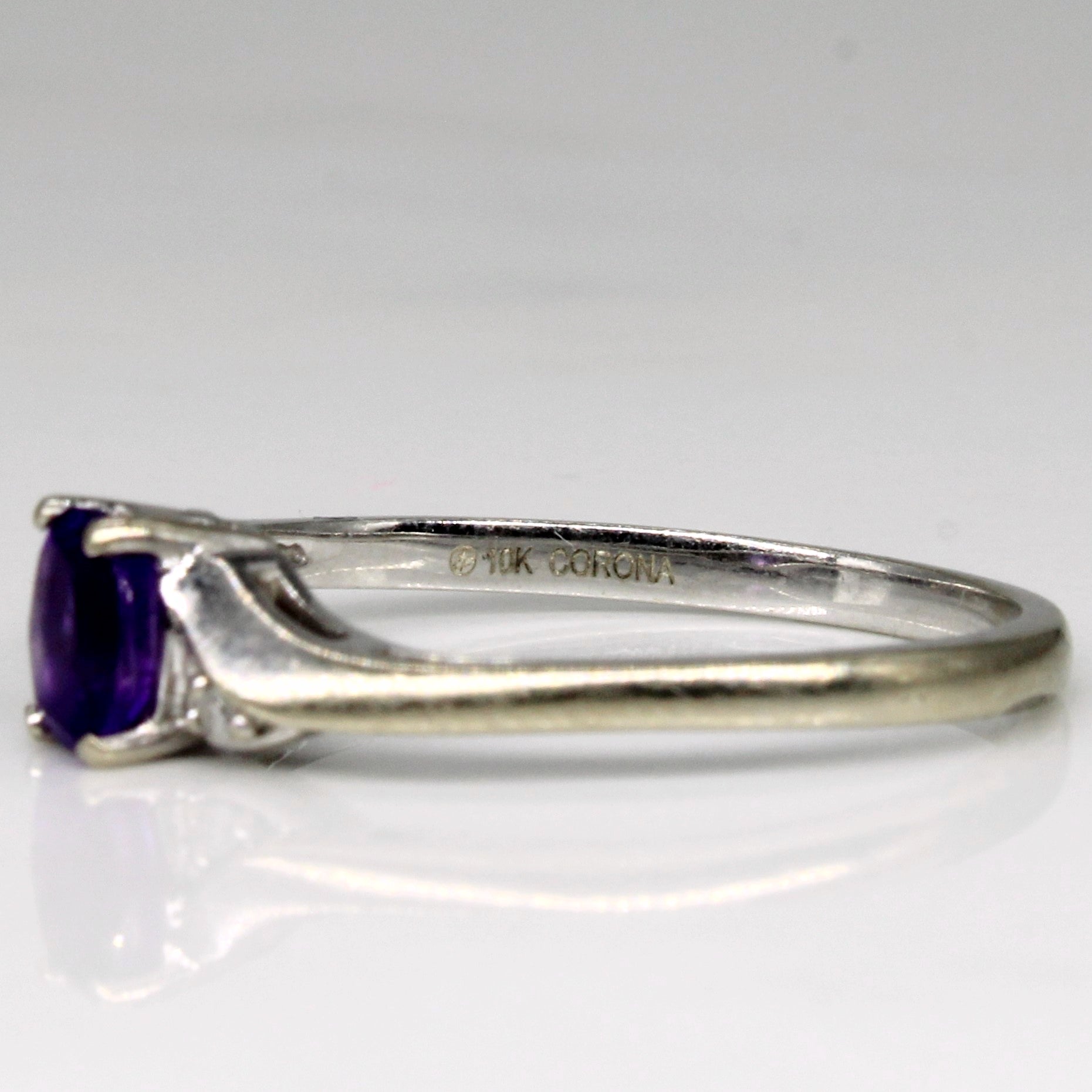Amethyst and Diamond Ring - 0.26ct Natural Amethyst with 0.01ctw Diamond Accents - Size 6.75 - Elegant Purple Gemstone Jewelry for Women - Perfect for Engagement, Anniversary & Special Occasions