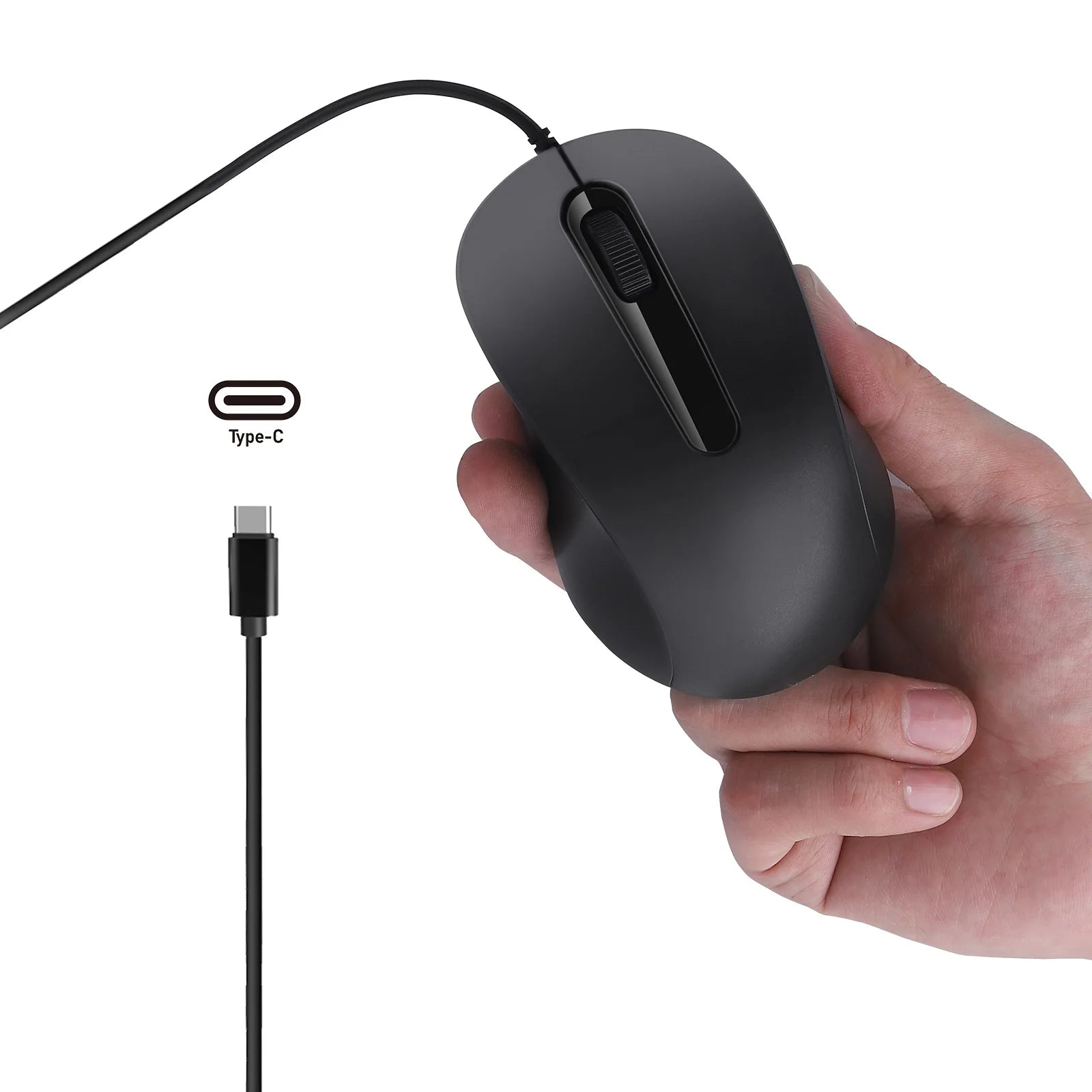 Ergonomic Silent USB-C Wired Mouse for Office, Gaming & Home Use - Comfortable & Noise-Free Clicking