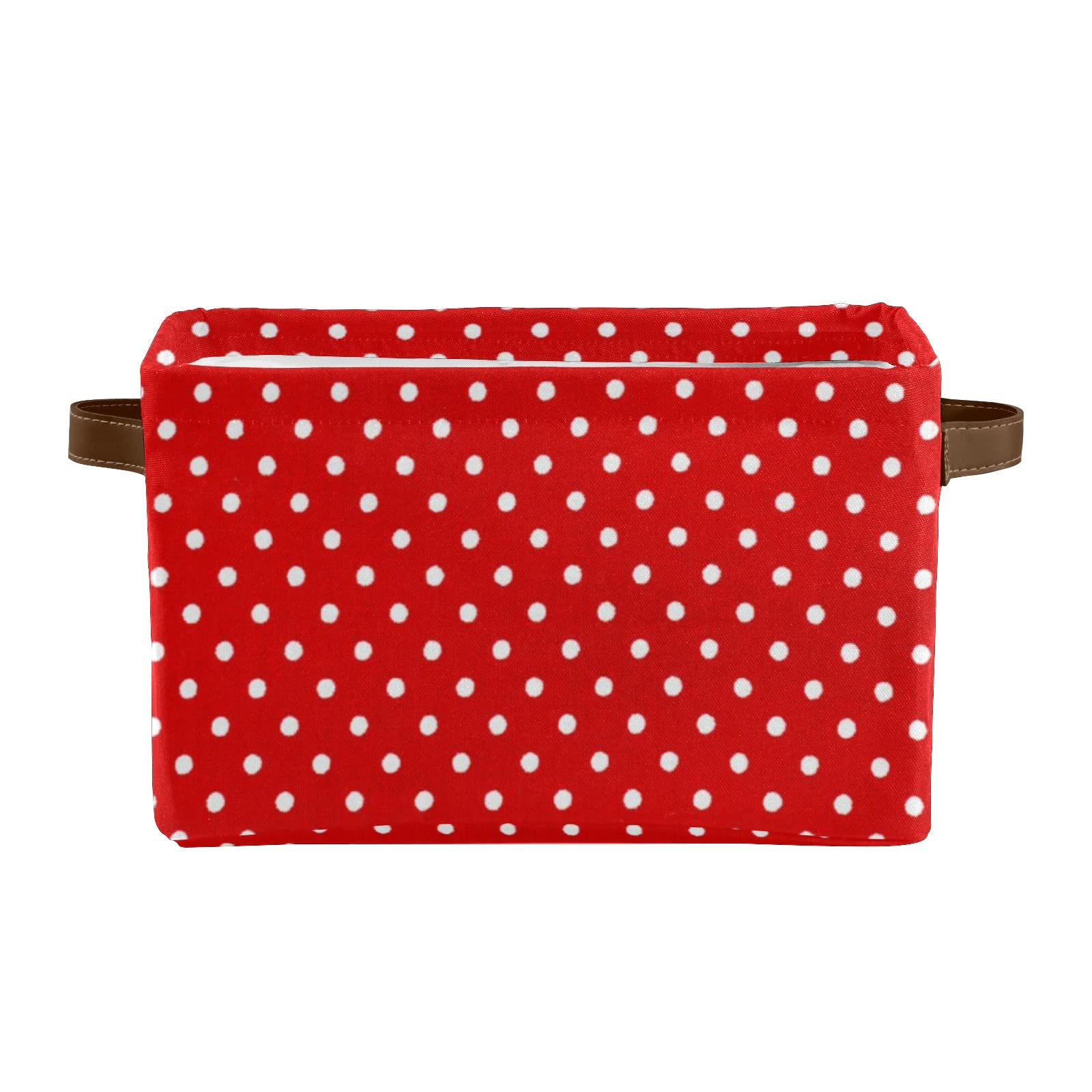 Red Polka Dot Collapsible Storage Bin with Handle - Foldable Organizer Basket for Clothes, Toys, Pet Supplies & Nursery Organization | Perfect for Closet, Bedroom & Home Storage