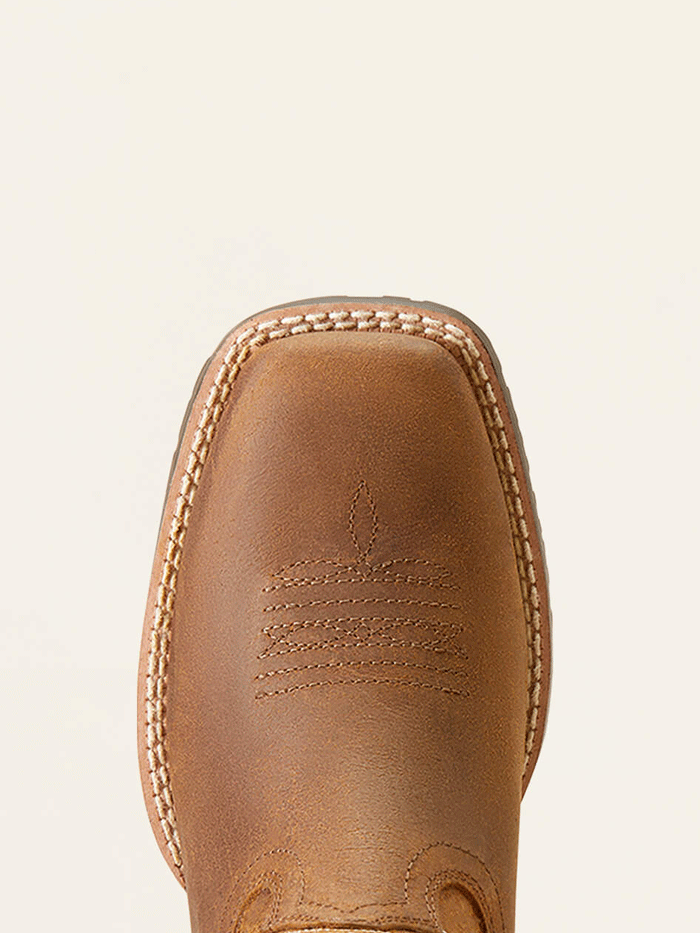 Ariat 10047034 Kids Hybrid Rancher Western Boots - Distressed Tan Leather Cowboy Boots for Boys & Girls - Perfect for Rodeo, Horse Riding & Western Fashion