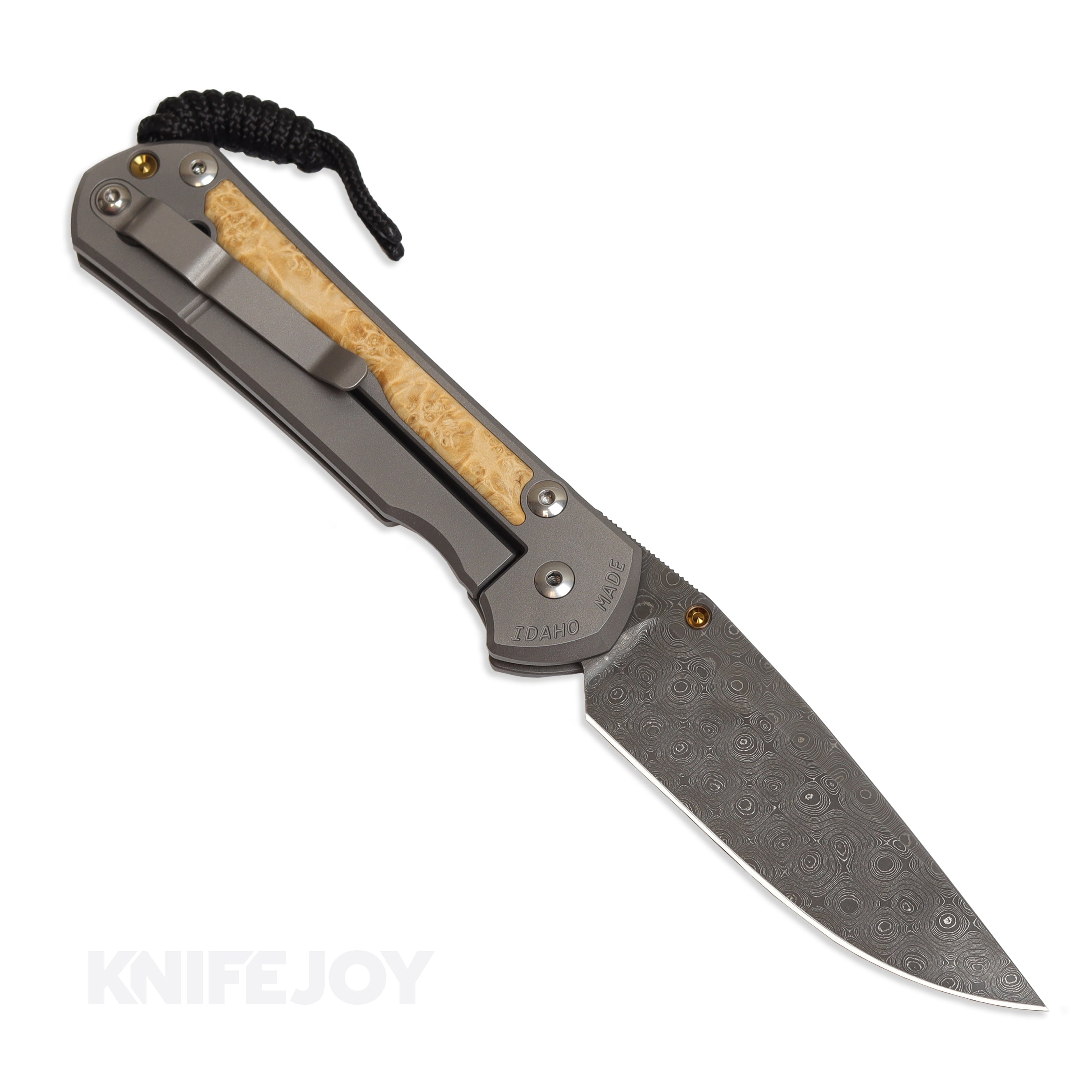Chris Reeve Knives Large Sebenza 31 - Raindrop Damascus Drop Point Blade with Box Elder Inlay & Matte Finish Handles | Premium EDC Folding Knife for Outdoor, Camping & Survival