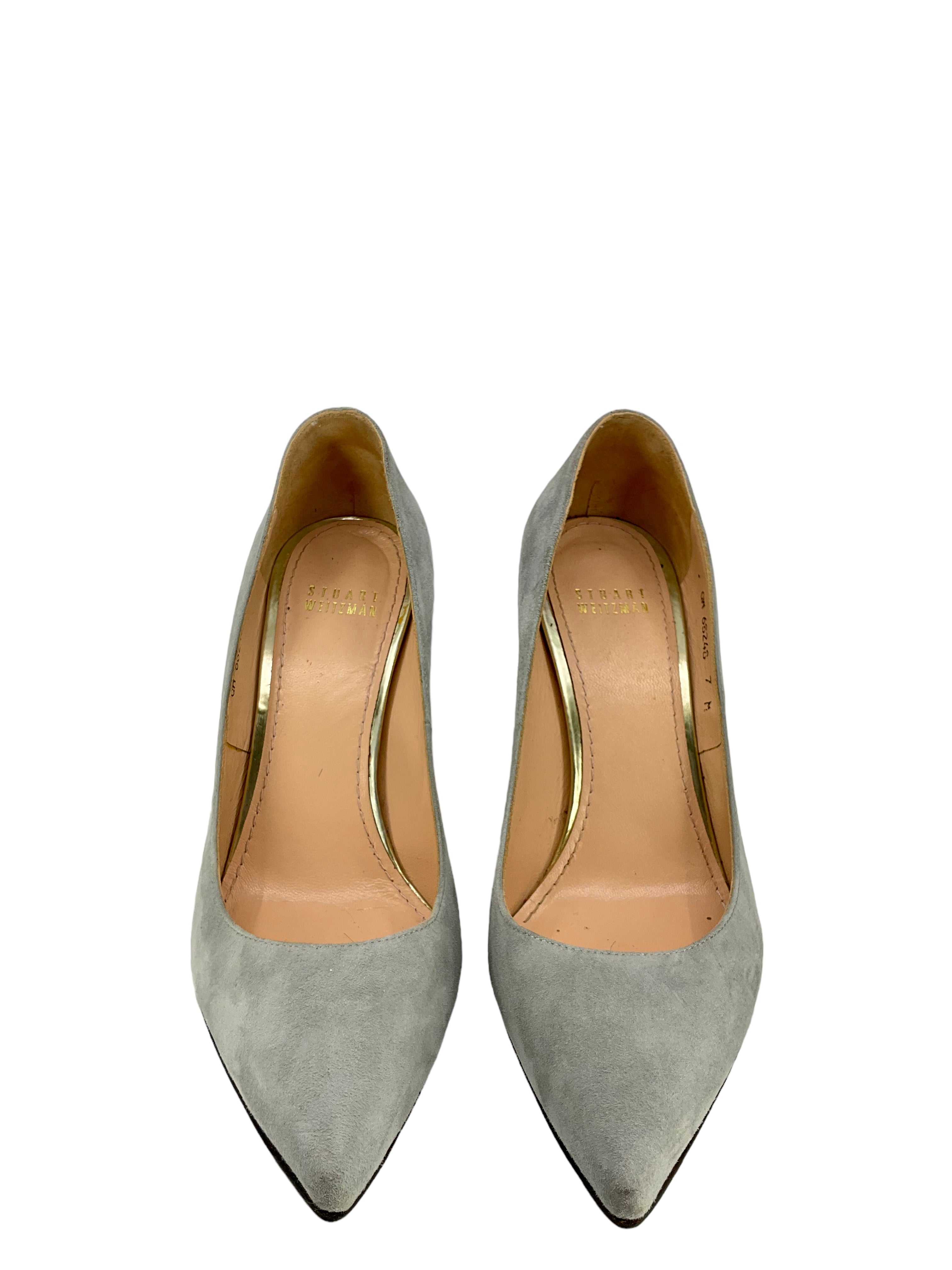 Stuart Weitzman Gray Suede High Heel Pumps Women's Size 7 - Perfect for Office, Parties & Special Occasions