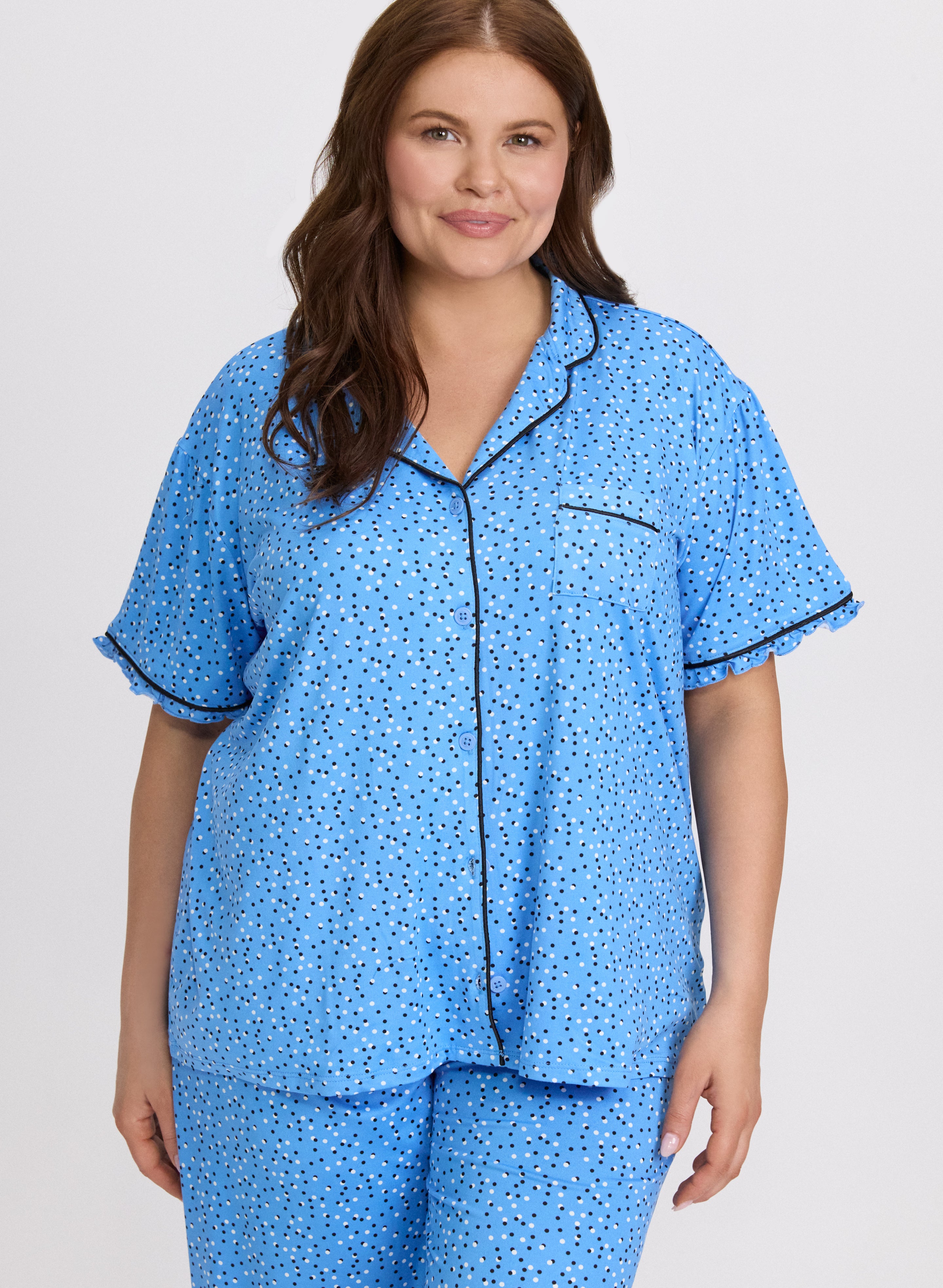 Dot Print Pajama Set for Women - Soft & Comfortable Sleepwear for Nightwear, Lounge & Relaxation at Home
