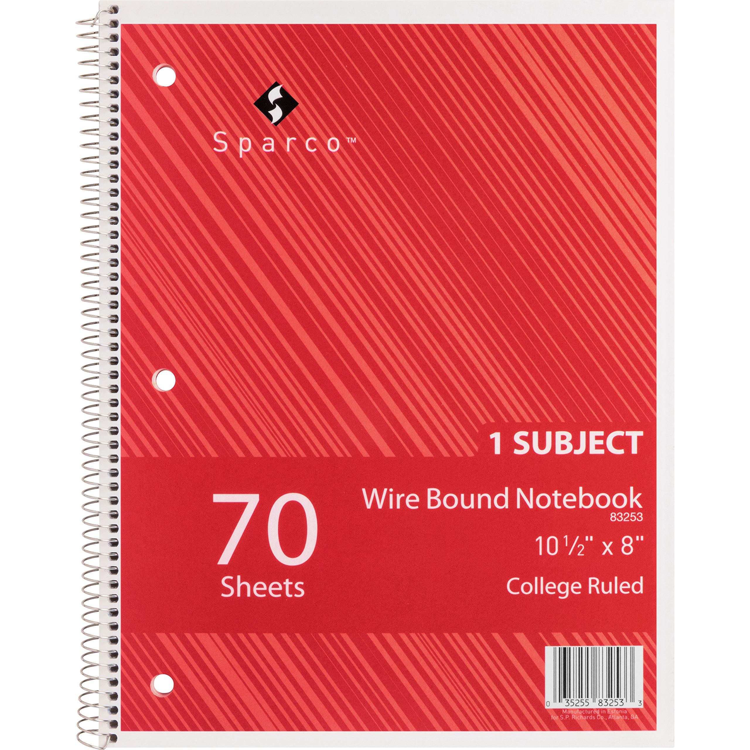 Sparco Wire Bound College Ruled Notebook - 80 Sheets, 8.5