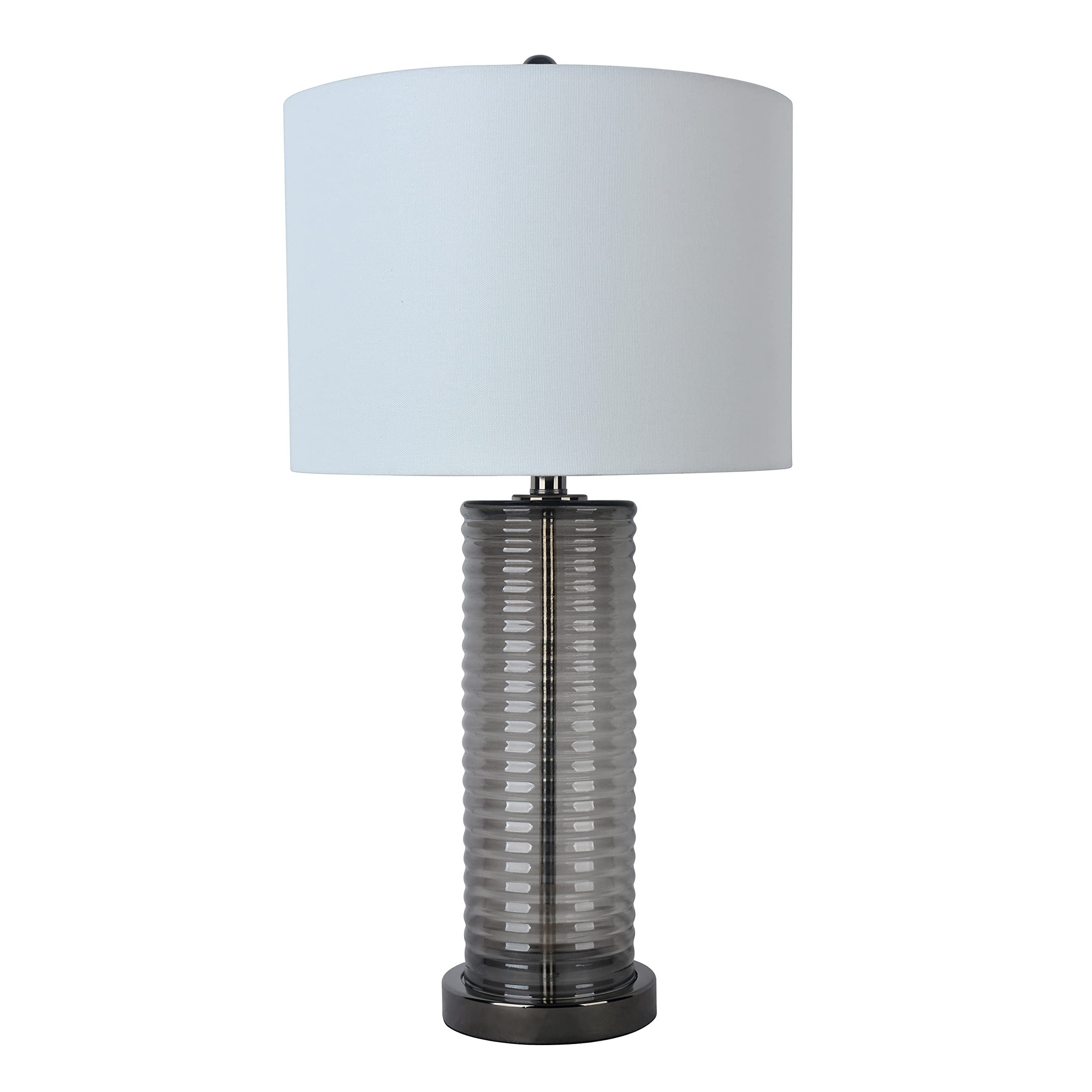 Rylie Transparent Smoke Glass Lamp - Elegant Modern Table & Nightstand Lighting for Bedroom, Living Room, Office Decor