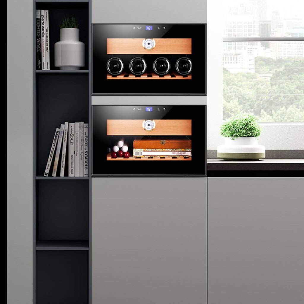 Premium Dual-Zone Cigar Humidor & Wine Cooler with Cedar Wood Shelves - Built-in Temperature Control for Optimal Storage (46 x 56.5 x 35.5cm, Black) - Perfect for Home Bars, Man Caves & Luxury Cigar Collections