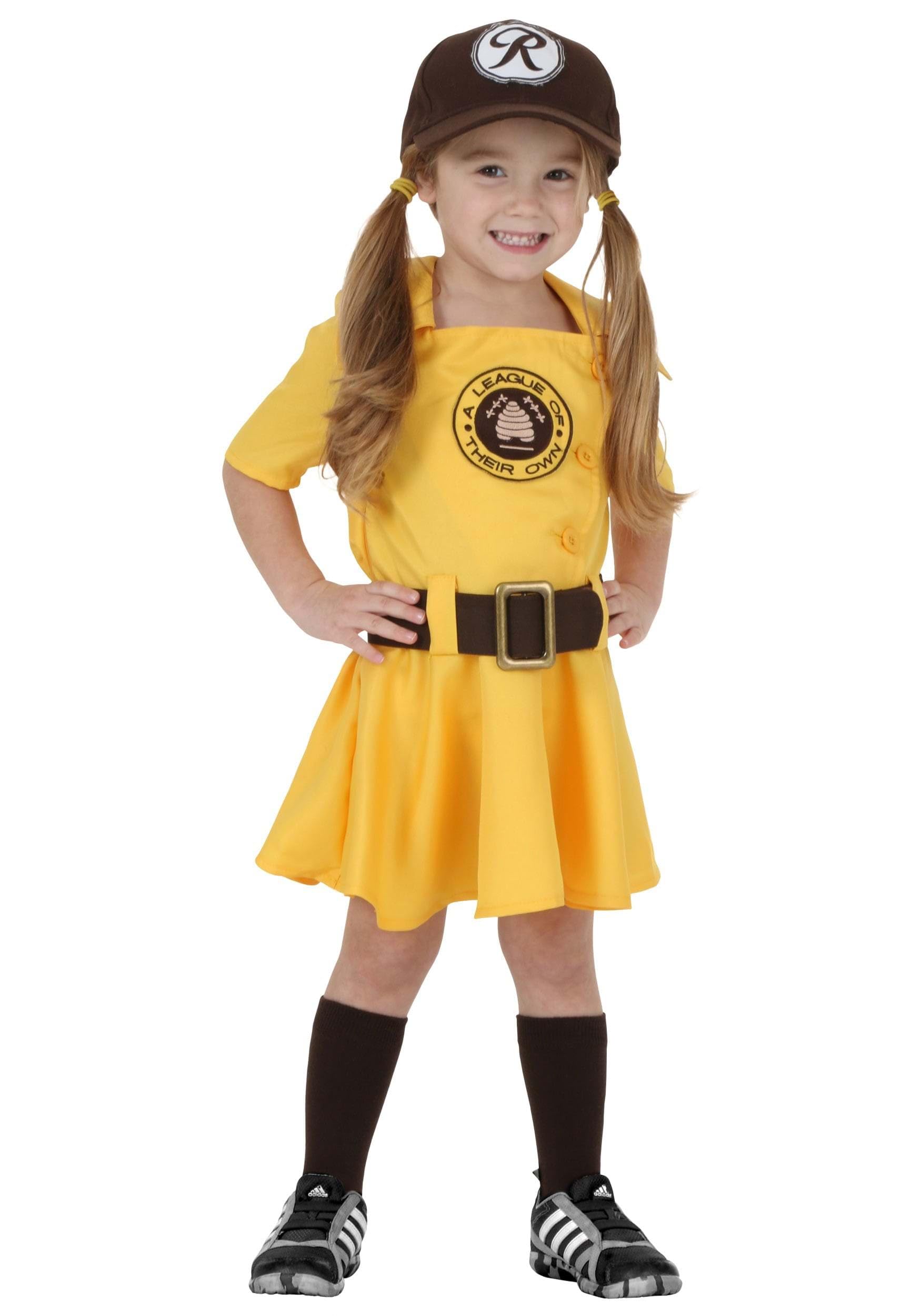 Vintage Baseball Costume for Toddlers - Dress, Belt, Hat & Socks Set | A League of Their Own Inspired Outfit for Halloween, Dress-Up & Themed Parties