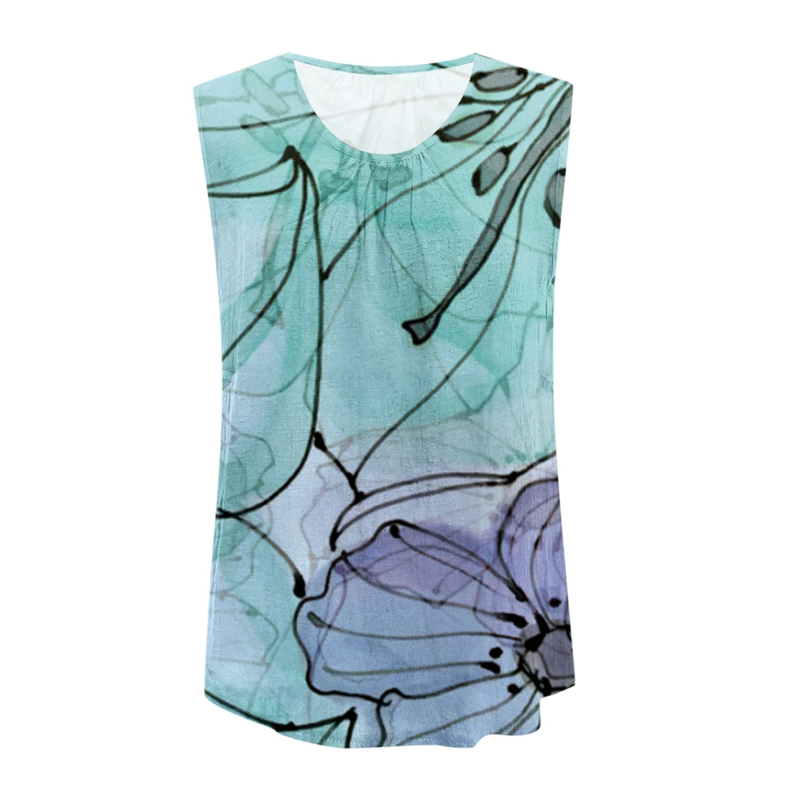 Women's Summer Tops - Casual Scoop Neck Sleeveless Tank Top with Trendy Floral Print, Flowy Loose Fit Blouse for Beach, Vacation & Everyday Wear