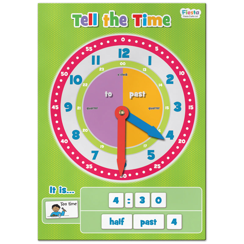Fiesta Crafts Magnetic Tell The Time Clock - Educational Toy for Kids Learning to Tell Time - Perfect for Classroom, Homeschool & Playroom Activities