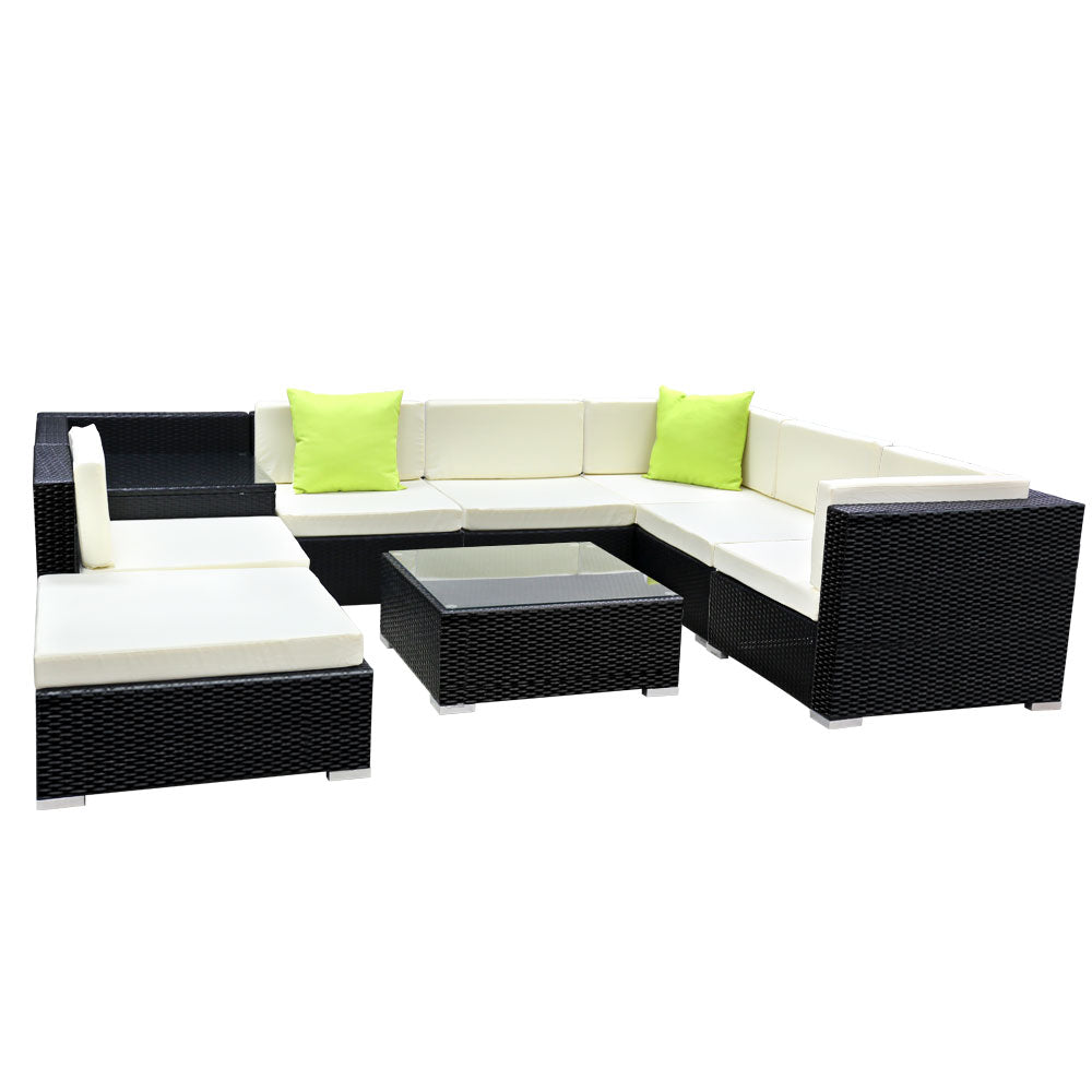 9-Piece Outdoor Wicker Sofa Set - 7-Seater Patio Furniture for Garden, Poolside & Backyard Relaxation