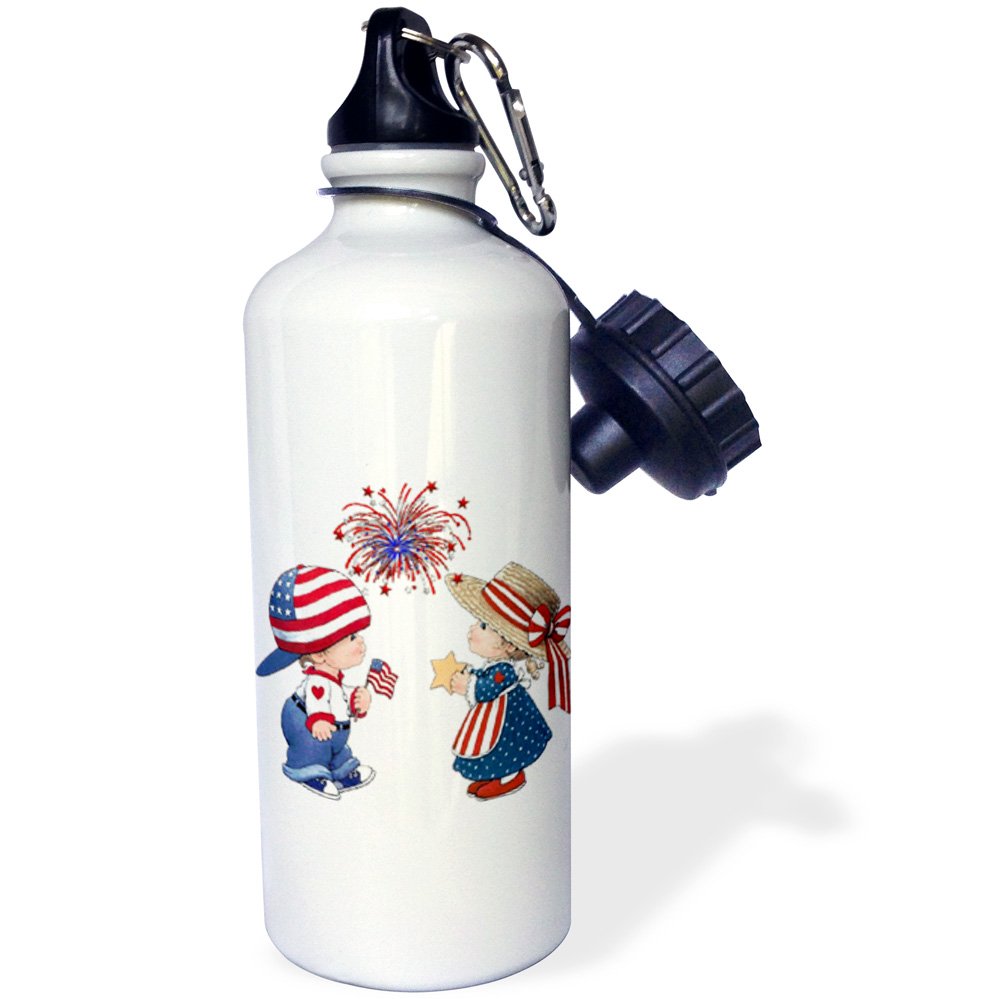 3D Rose Vintage Child and Fireprints Sports Water Bottle - 21 oz Insulated Stainless Steel Bottle for Gym, Hiking & Outdoor Activities - BPA Free, Leak Proof, White