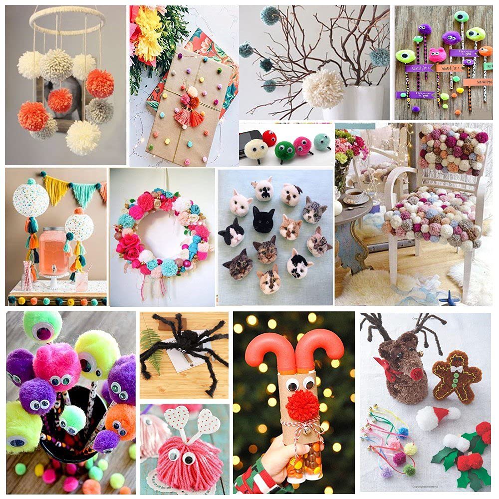4-Size Pom Pom Maker Kit - DIY Fluffy Yarn Ball Weaving Tool for Knitting, Crochet & Craft Projects - Perfect for Adults & Home Decor, Gifts, Scarf & Hat Accessories