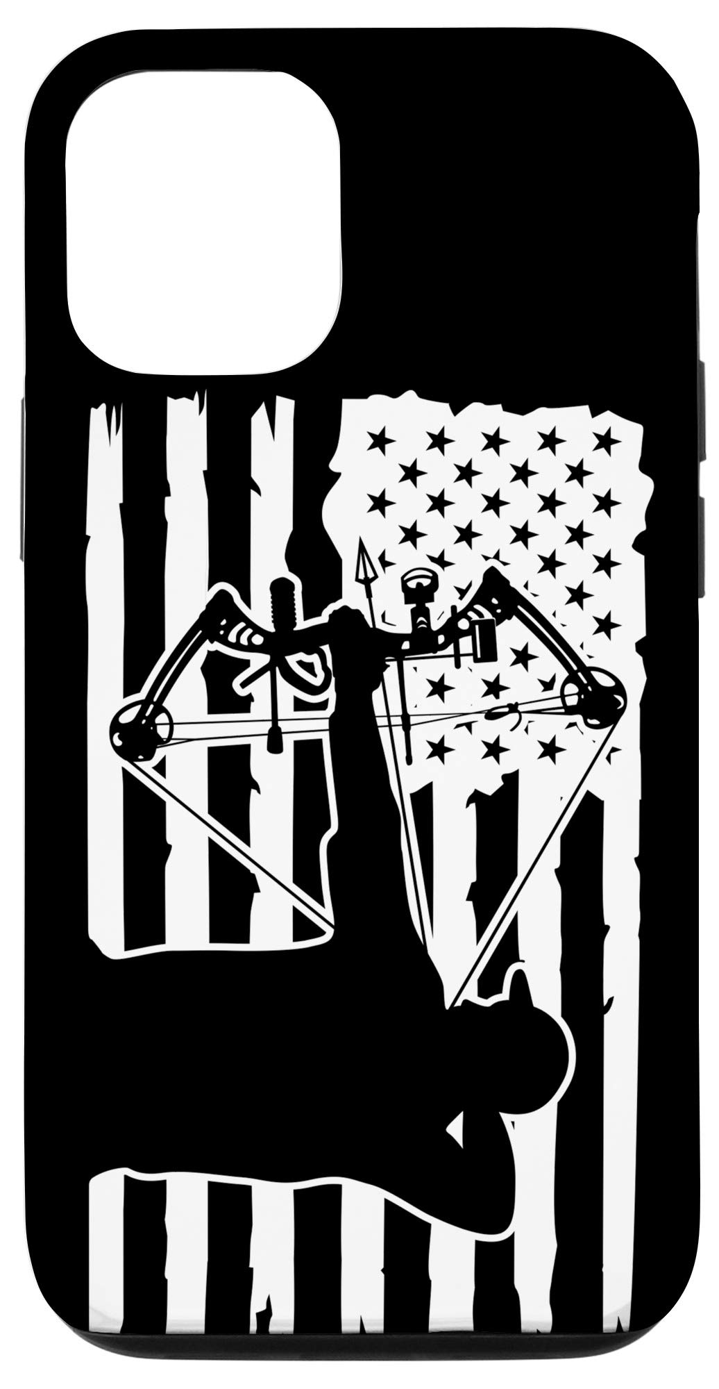 iPhone 12/12 Pro Case - Black American Flag Design for Bow Archery & Hunting Enthusiasts | Perfect Gift for Outdoor Lovers & Patriotic Americans