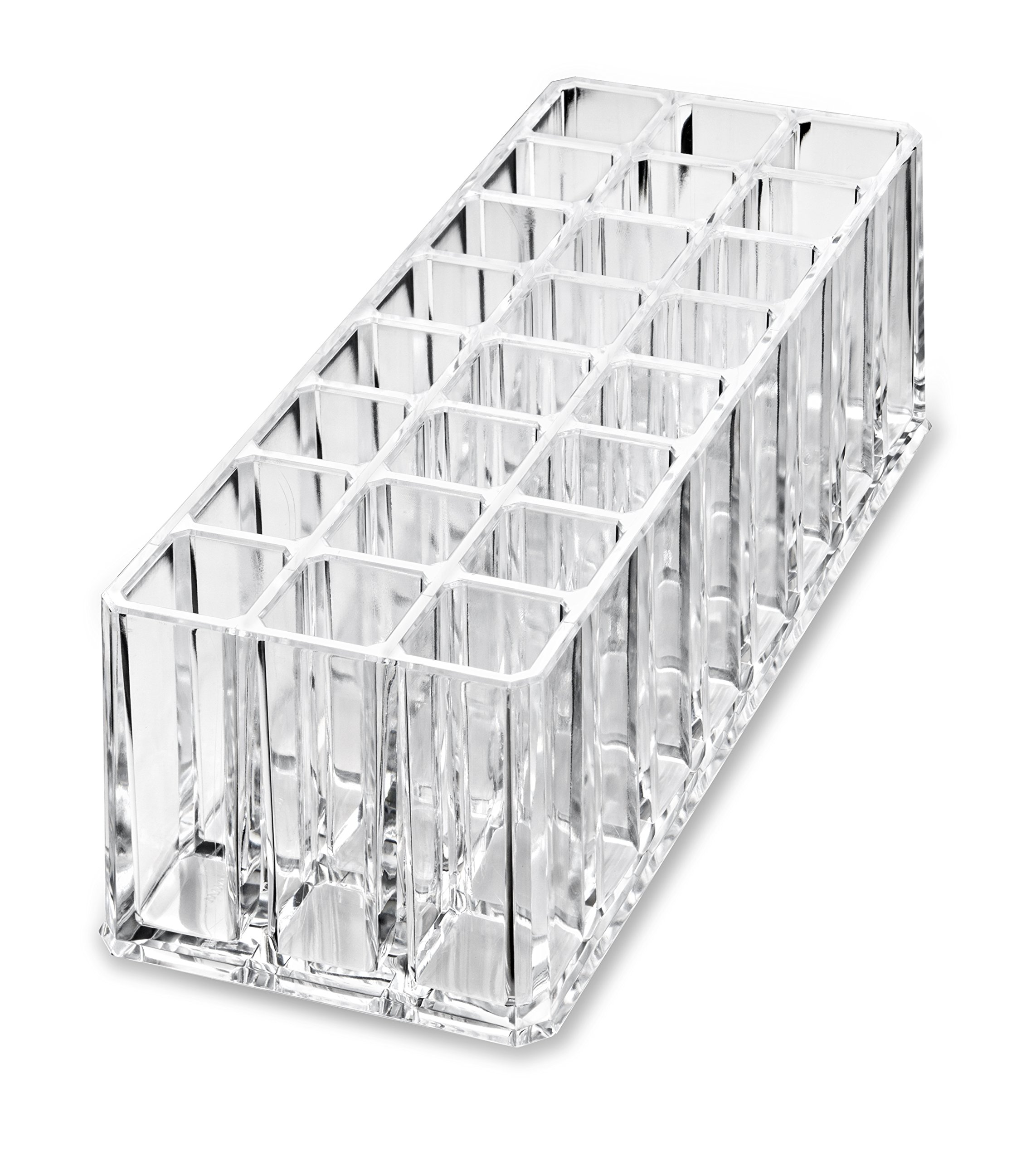 BY ALEGORY Acrylic Mascara Organizer - 24 Space Refillable Makeup Storage Container for Tall Eyelash Mascaras | Beauty Display Case & Cosmetic Organizer | Perfect for Salon, Vanity, Bathroom Organization