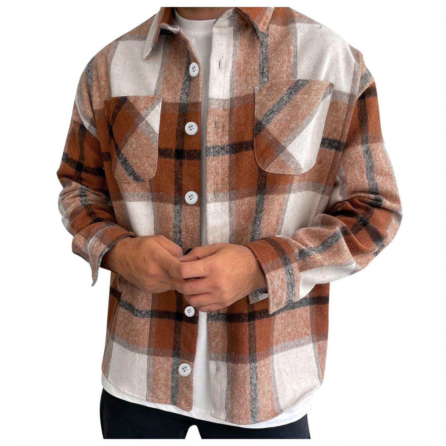 Men's Quilted Flannel Shirt Jacket - Long Sleeve Buffalo Plaid Thermal Button Down Shirt for Fall & Winter | Casual Outdoor Wear, Work, Hunting & Camping