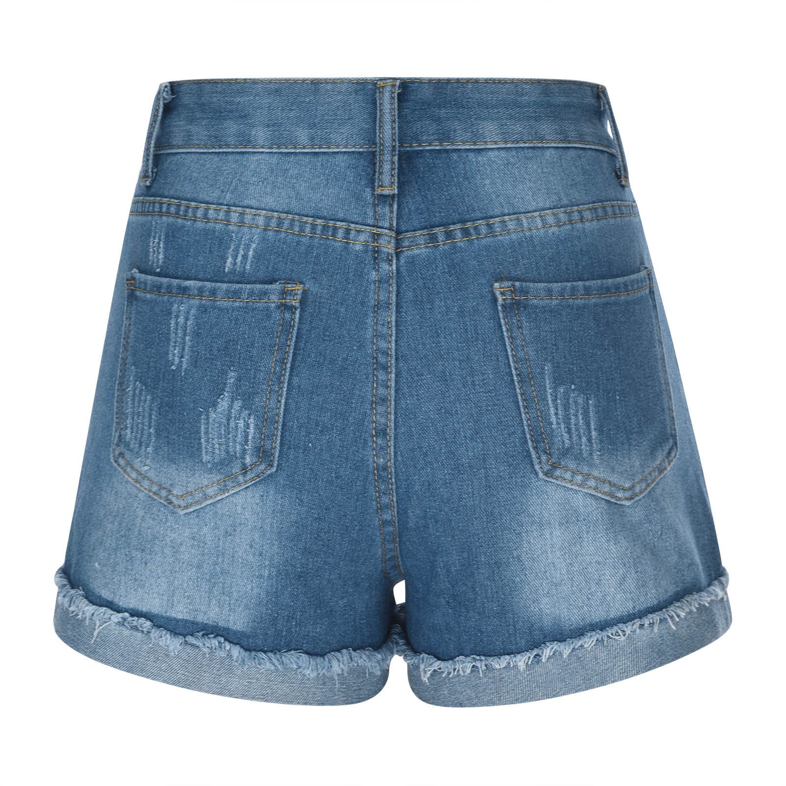 4th of July Patriotic Denim Shorts for Women - Summer Stretch Jeans for BBQ & Parties