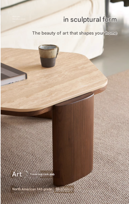 Solid Black Walnut Wood Rocking Coffee Table - Handcrafted Rustic Living Room Furniture for Cozy Home Decor