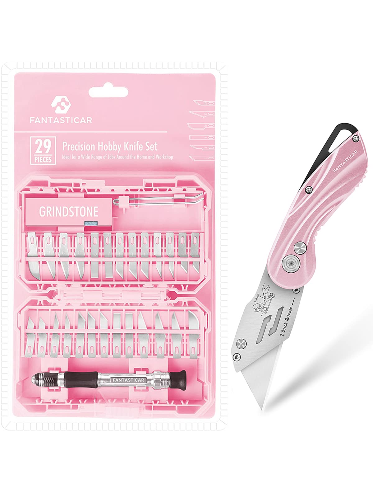 FantastiCAR Pink Craft Knife - Precision Hobby & Utility Cutter Set with Extra Blades | Ideal for DIY Projects, Scrapbooking & Art Crafts