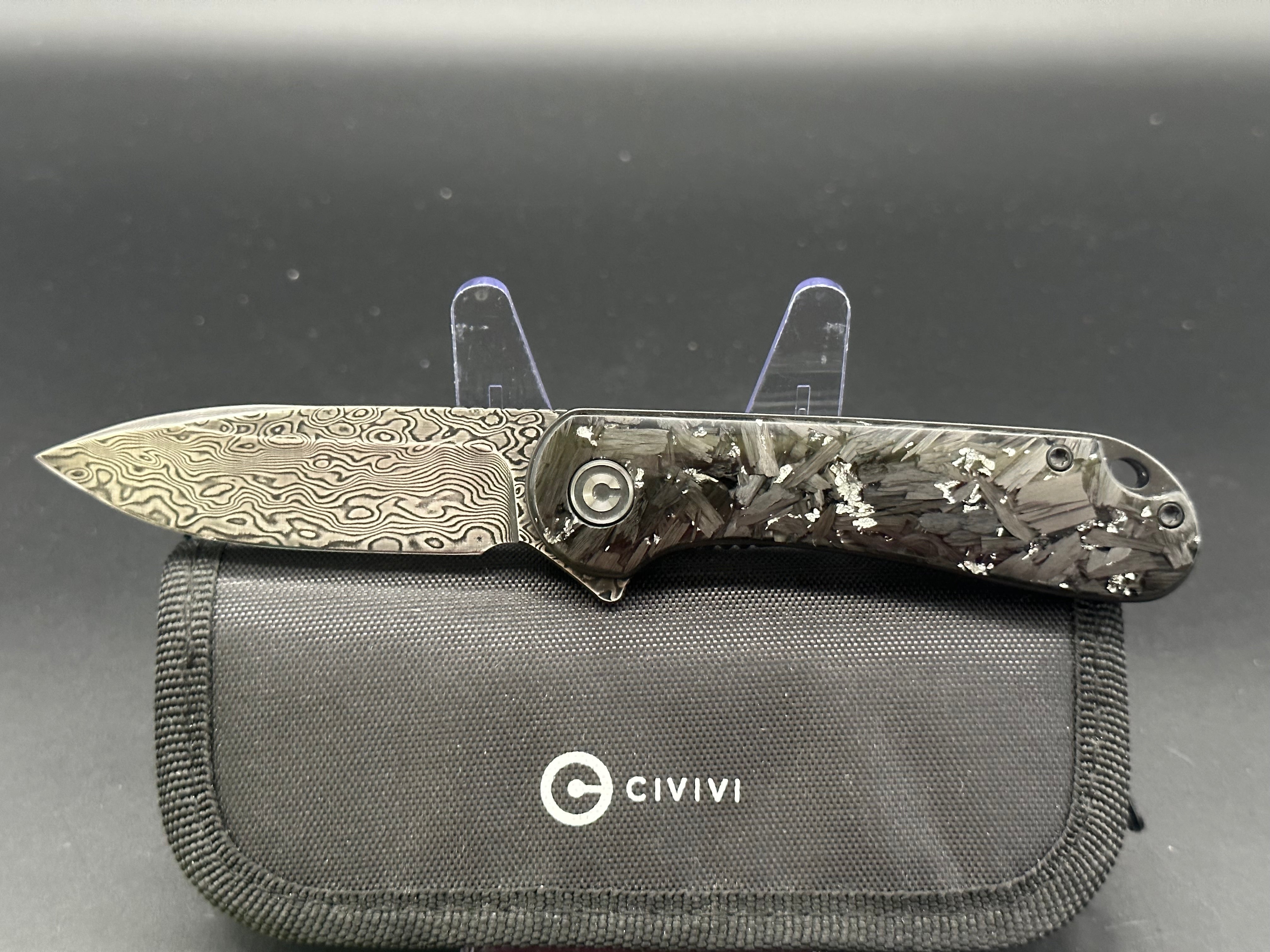 Civivi Elementum Shred CF Folding Pocket Knife - Premium Carbon Fiber Handle, D2 Steel Blade - EDC, Outdoor, Camping & Survival Gear