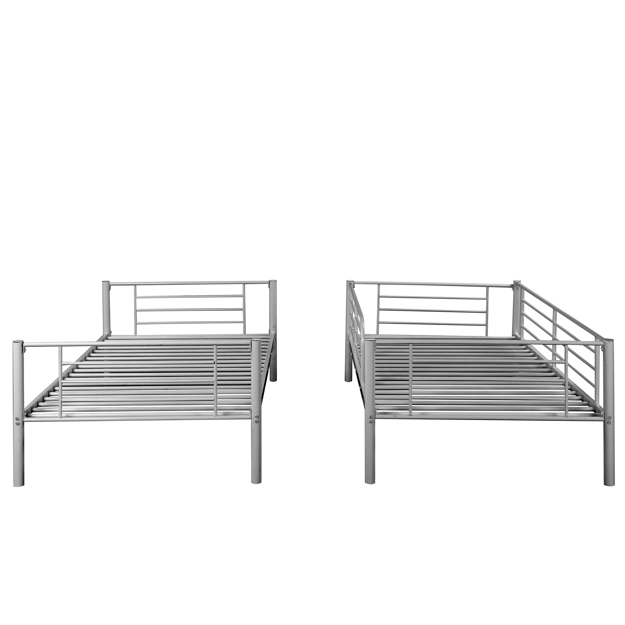 Danxee Heavy Duty Metal Twin Over Twin Bunk Bed Frame with Safety Guard Rails & Flat Ladder - Sturdy for Kids, Teens, Adults (Silver) | Perfect for Small Bedrooms, Dorm Rooms & Space-Saving Kids' Rooms