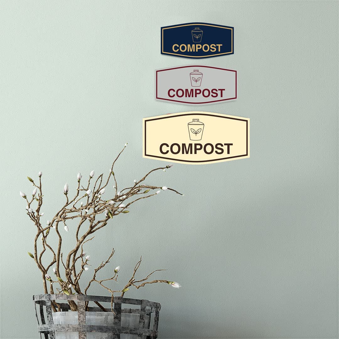 Eco-Friendly Compost Bin Sign - Large White & Red Garden Composting Label for Outdoor & Indoor Use