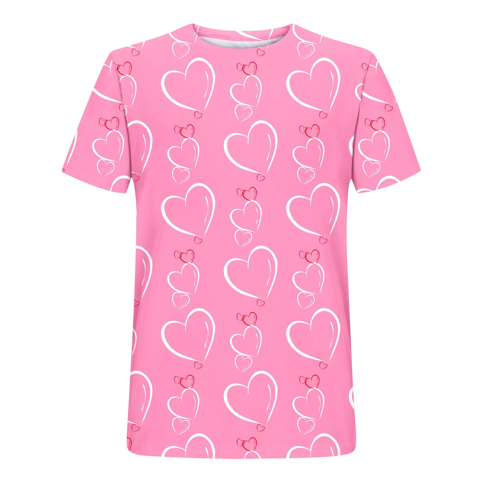 Valentine's Day Shirt for Women - Cute Love Heart Printed Graphic Tee, Short Sleeve Casual Loose Blouse | Perfect for Date Nights, Galentine's Parties & Romantic Gifts