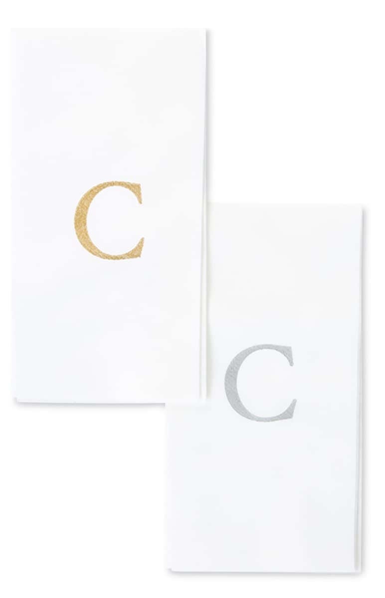 **Premium Disposable Hand Towels - Elegant Gold Monogrammed Guest Napkins - Linen-Like Bathroom Paper Towels for Weddings, Parties & Events - 25 Count (Gold C) - Perfect for Upscale Gatherings & Guest Bathrooms**