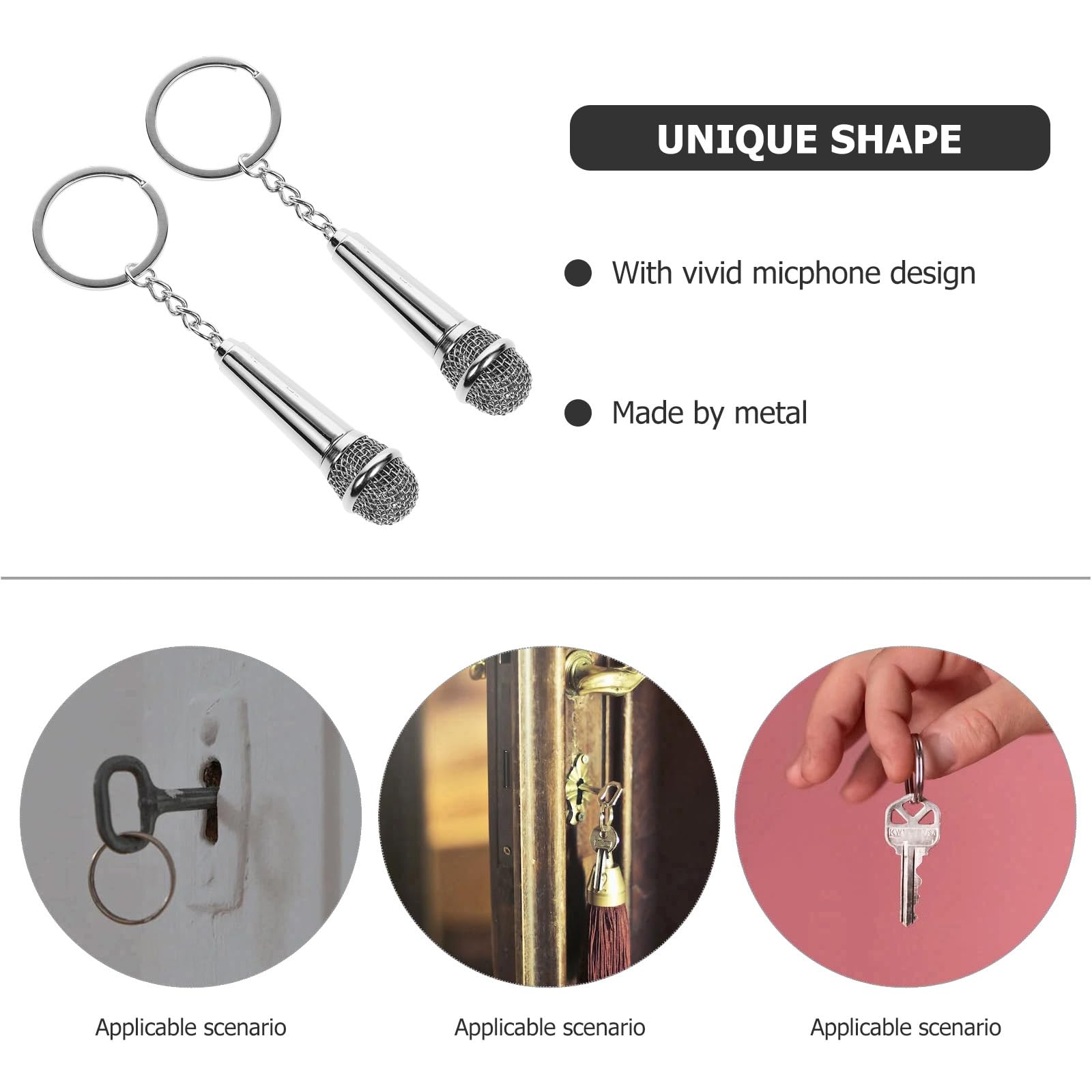 FOMIYES 2 Pack Cute Microphone Keychain - Mini Music Note Keyring for Purse, Bag & Keys - Perfect Party Favors & Gifts for Musicians & Music Lovers - Great for Concerts, Karaoke Nights & Music Themed Events