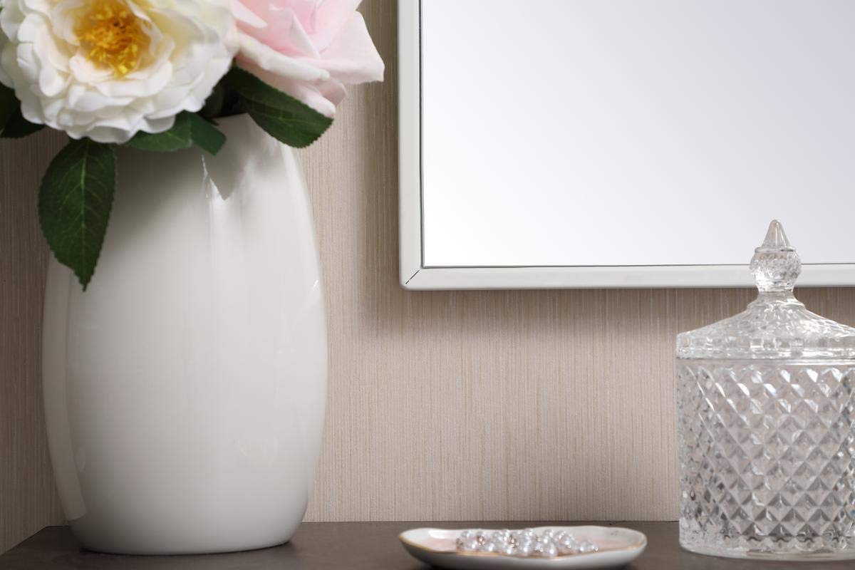 Elegant White Metal Frame Mirror 48x36
