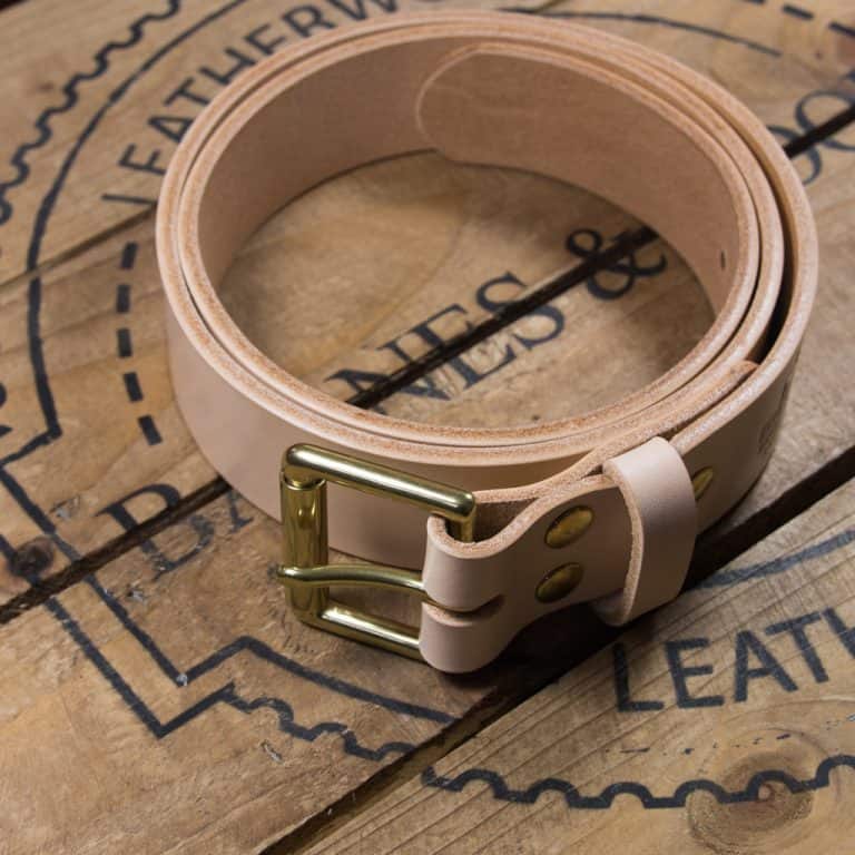 Barnes & Moore Genuine Leather Roller Belt - Natural & Brass Finish | Stylish & Durable Waist Belt for Men & Women | Perfect for Casual, Office & Formal Wear